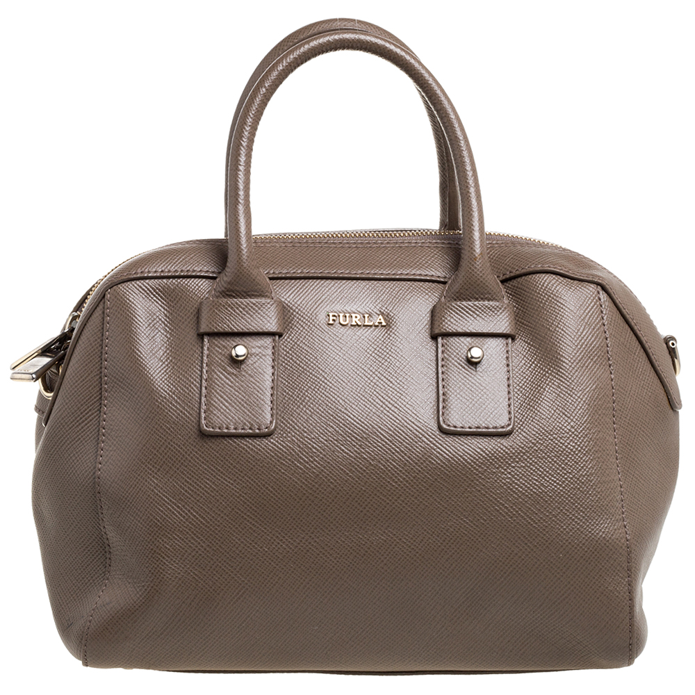 Image of Furla Khaki Leather Satchel