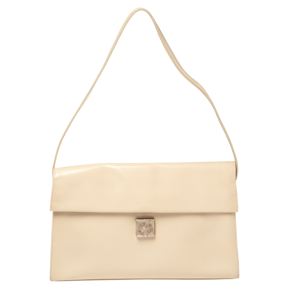 Image of Furla Beige Patent Leather Shoulder Bag