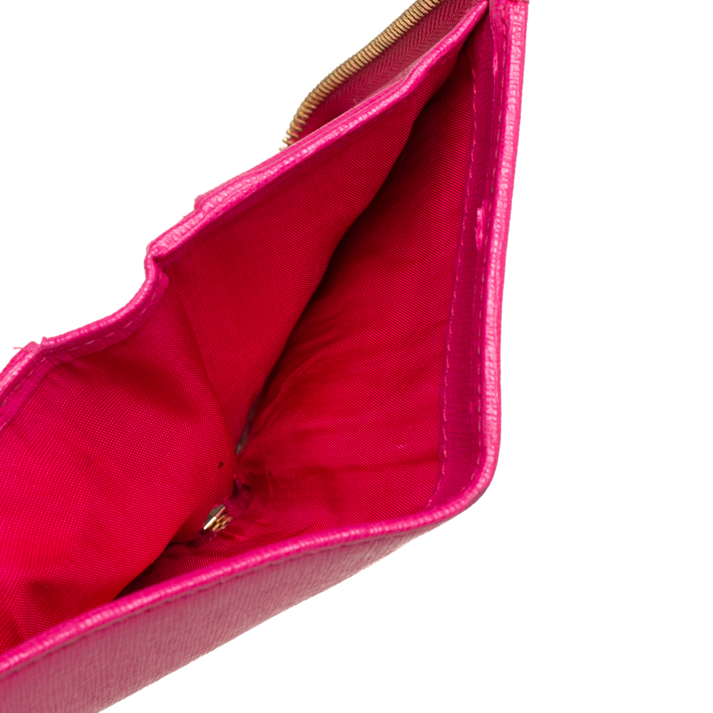 Furla Pink Leather Zip Around Wallet