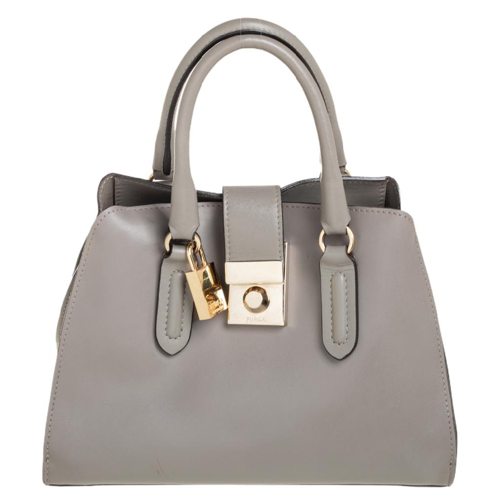 Furla Grey Leather Mira Crossbody Bag