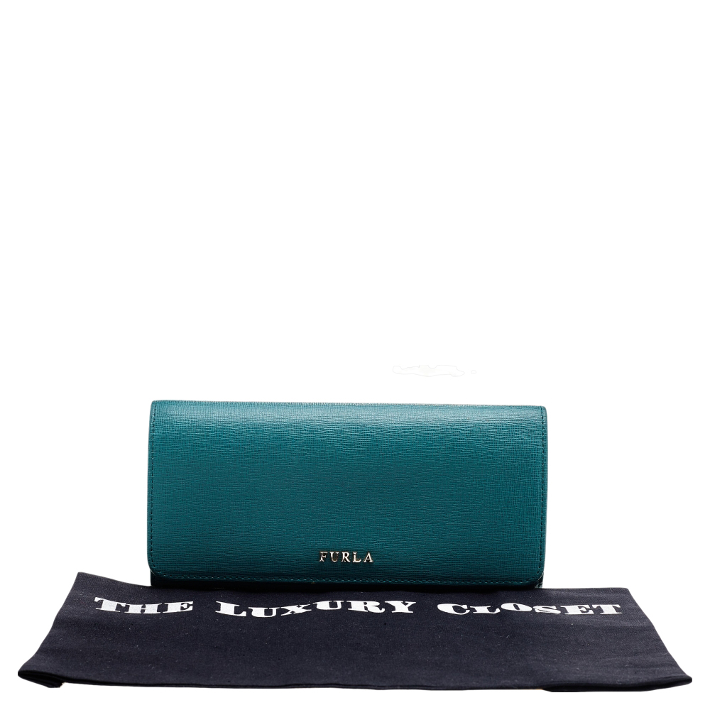 Furla Teal Green Saffiano Leather Continental Wallet