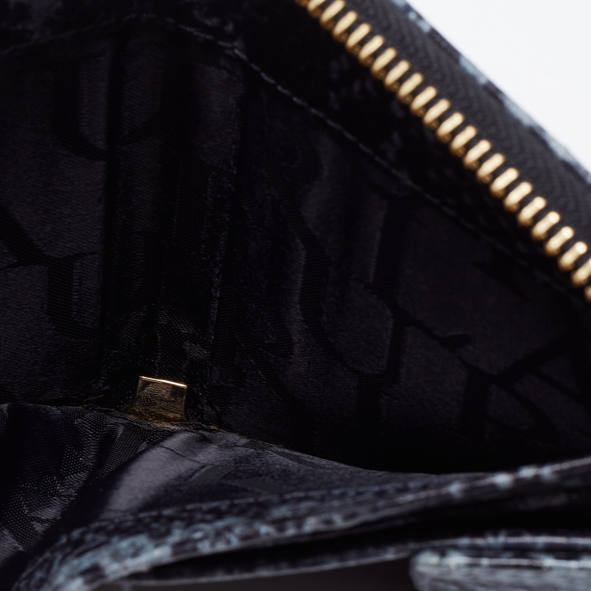 Furla Black/Grey Python Effect Leather Zip Around Wallet