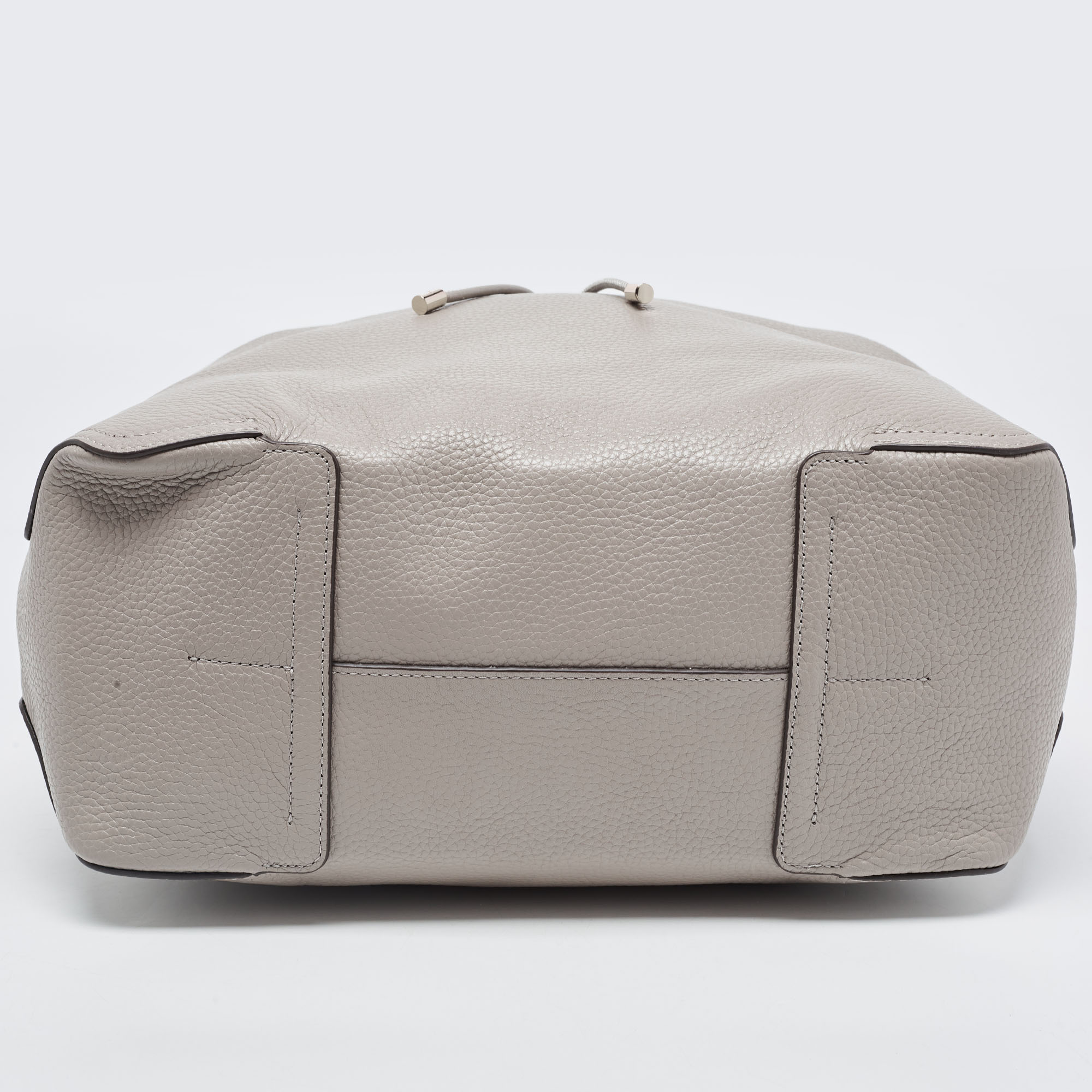 Furla Grey Leather Atena Drawstring Bucket Bag