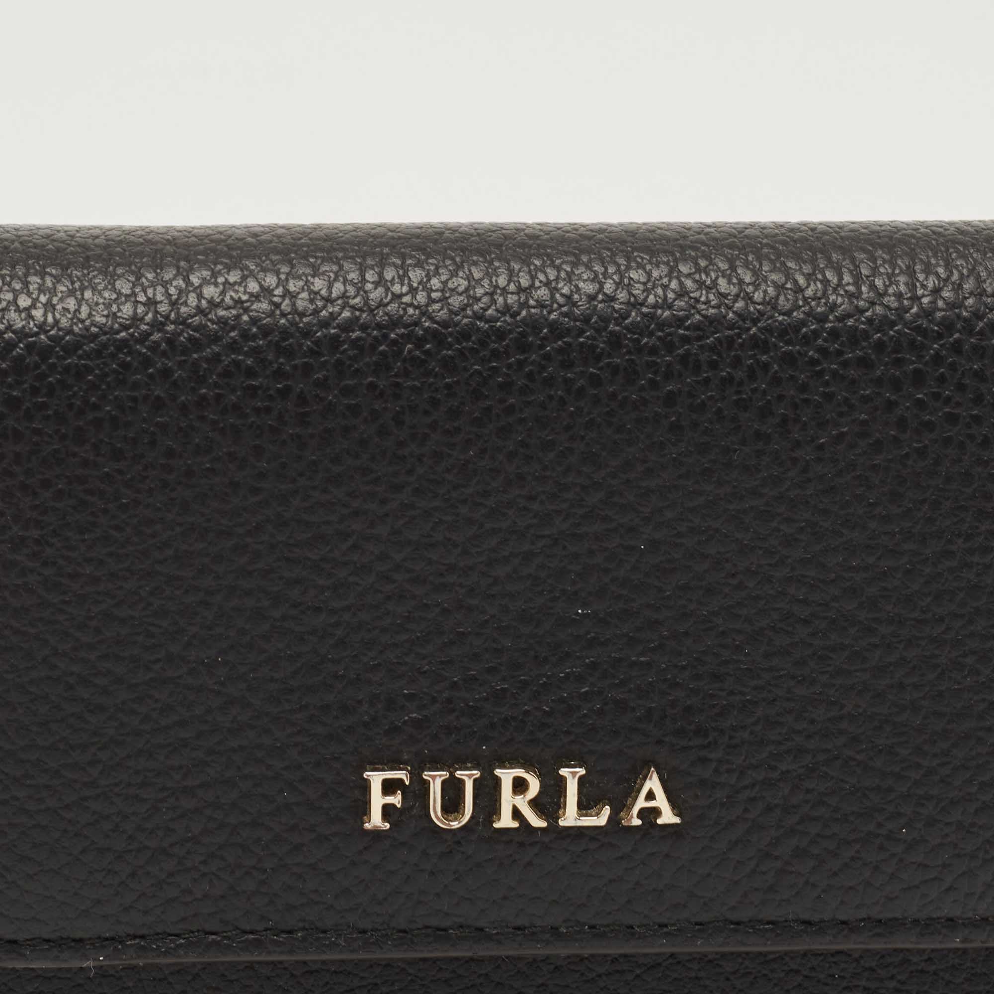 Furla Black Leather Logo French Wallet