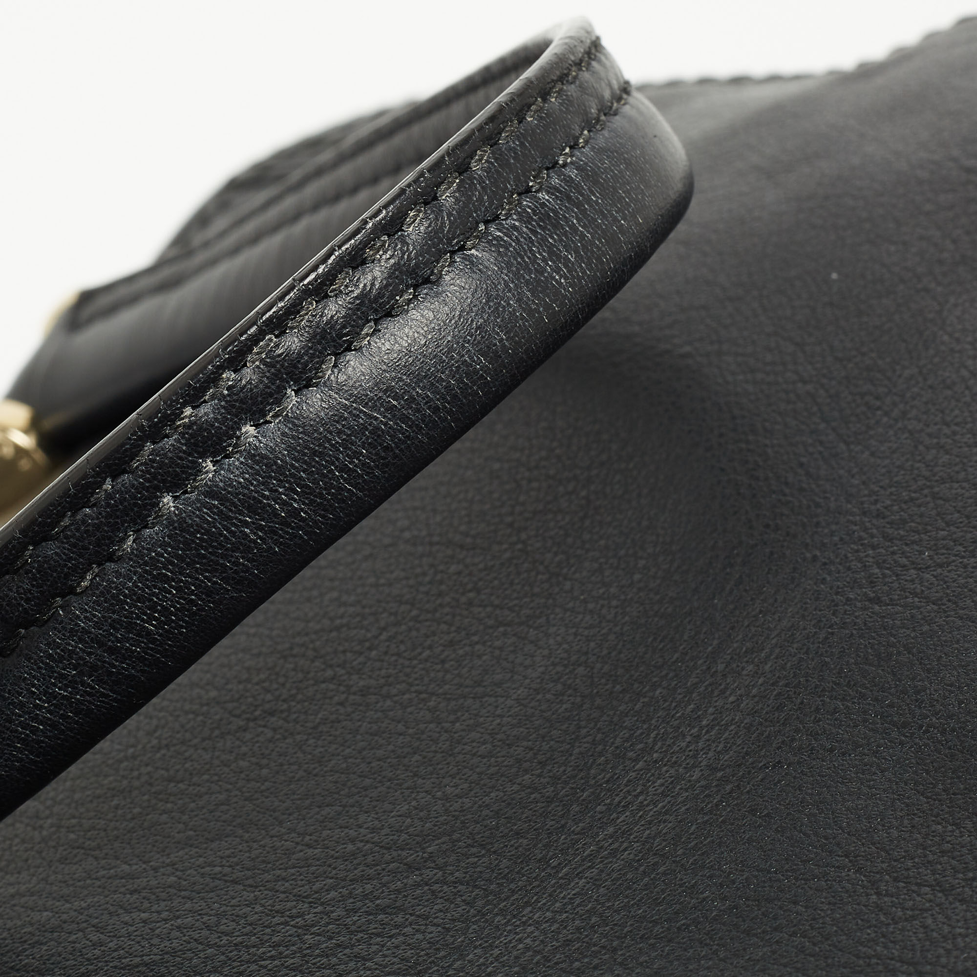 Furla Black Leather Front Pocket Dome Satchel