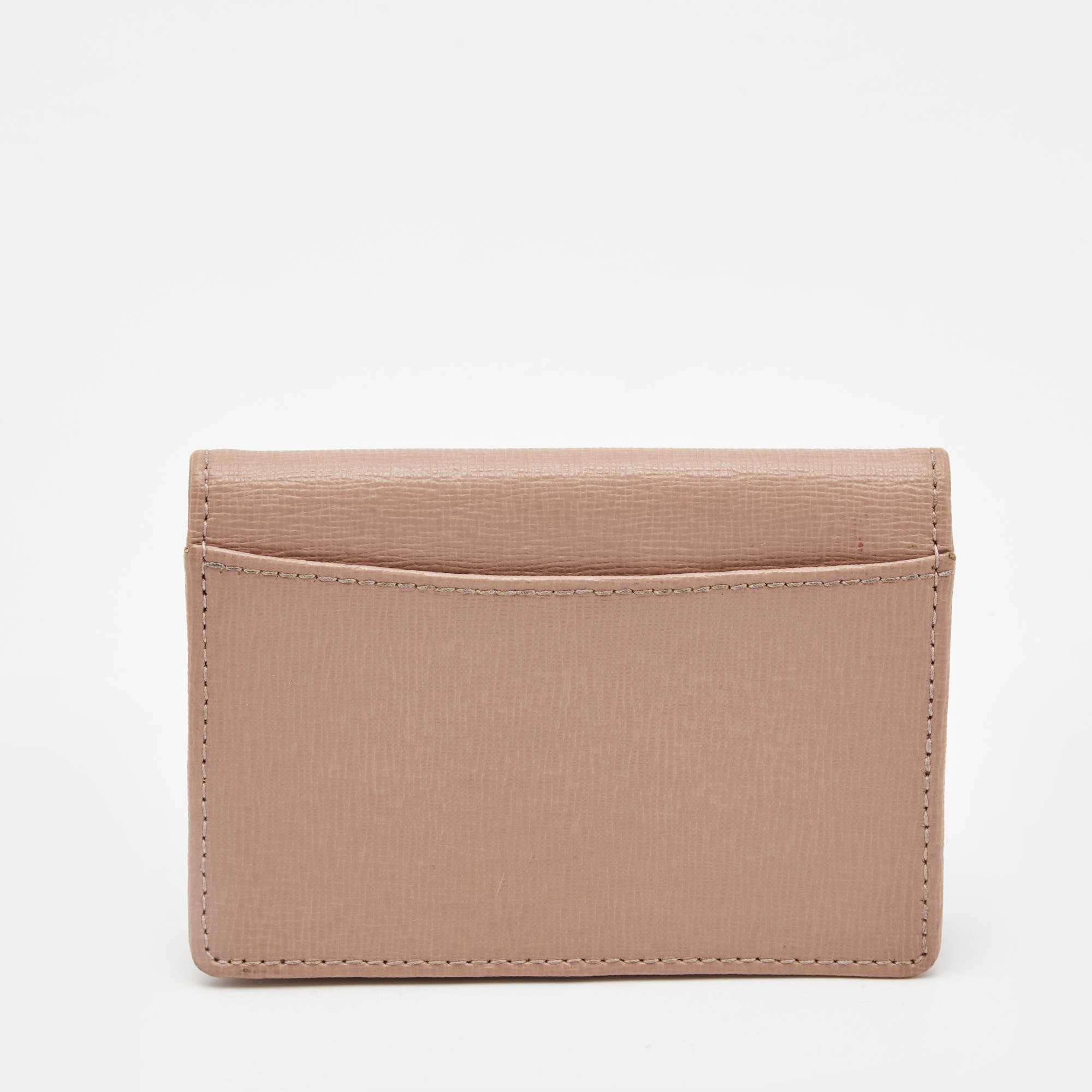 Furla Pink Leather Logo Flap Card Case