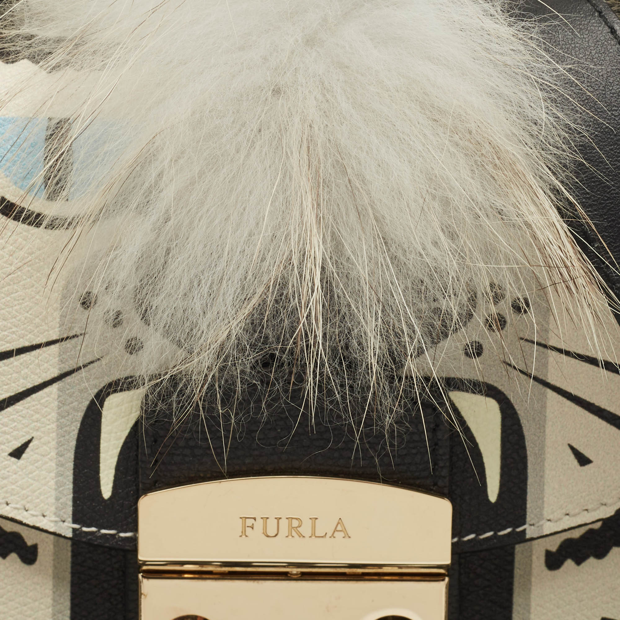 Furla White/Off White Leather Mini Jungle Metropolis Crossbody Bag