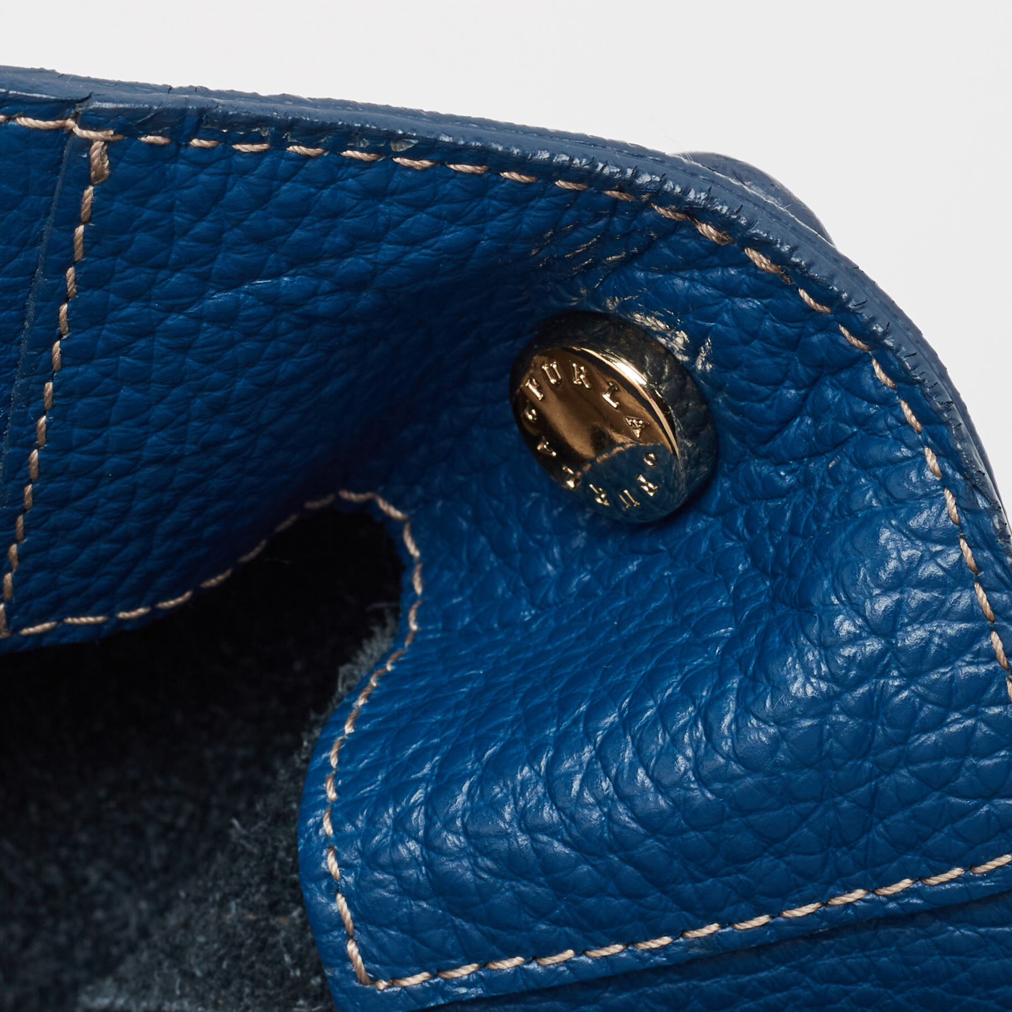 Furla Blue Leather Front Pocket Bucket Bag