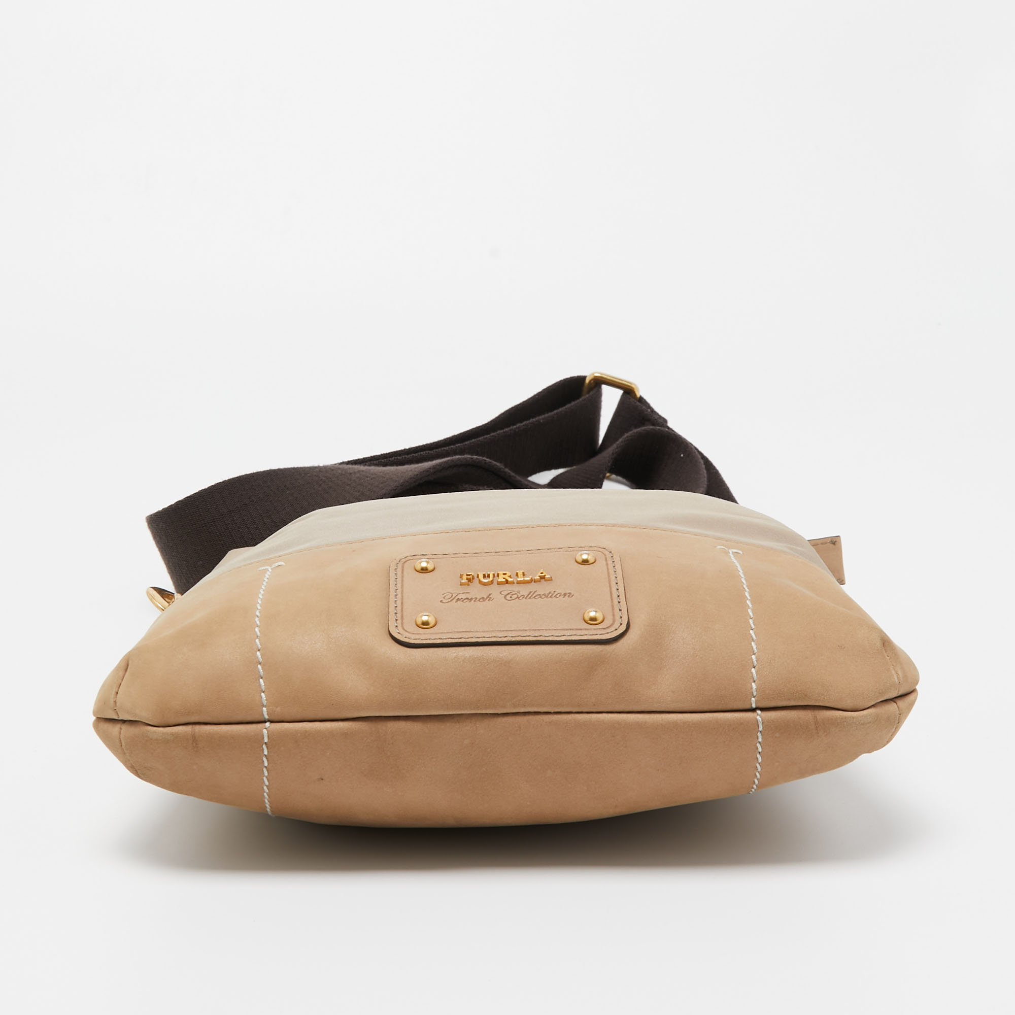 Furla Beige Nylon And Nubuck Leather Crossbody Bag