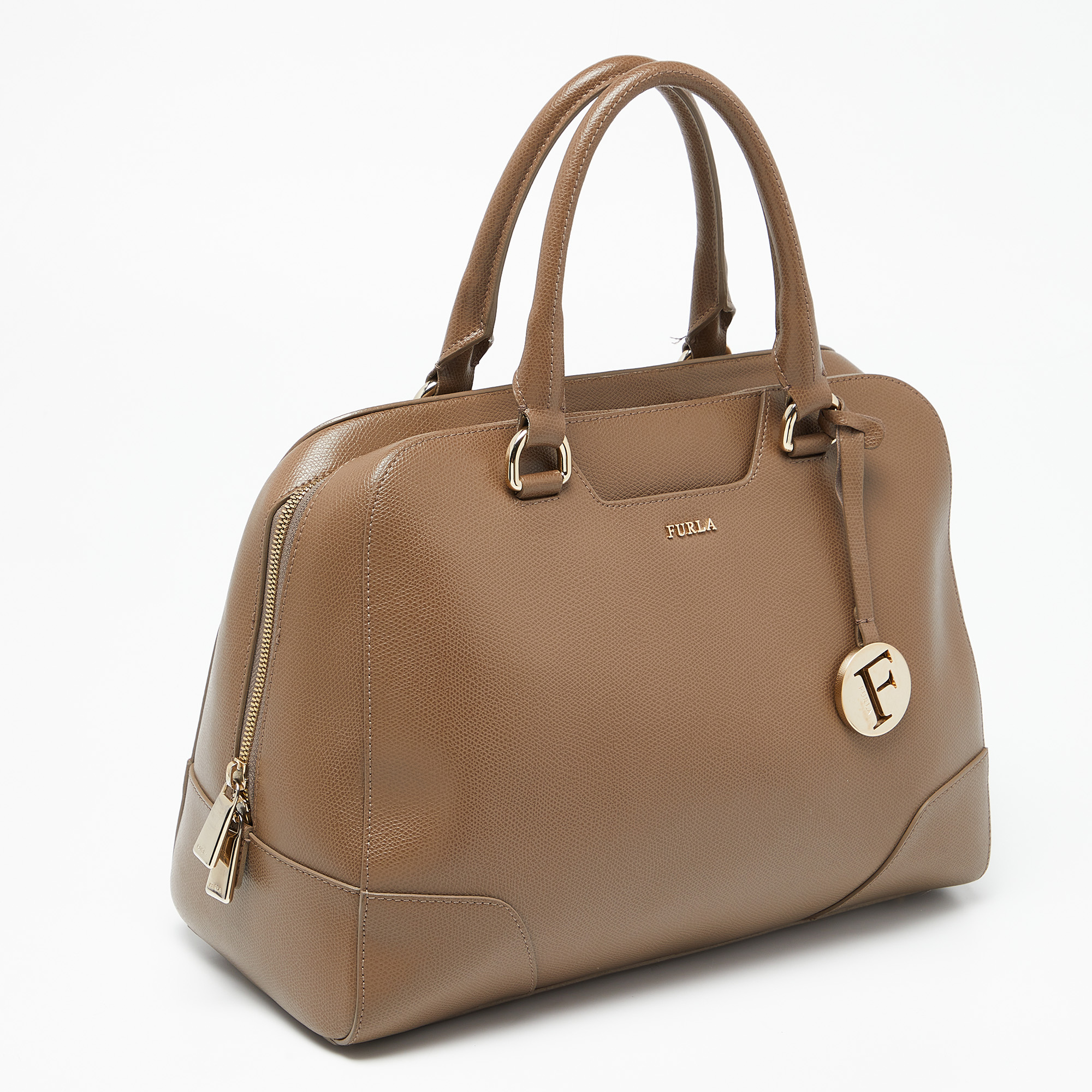 Furla Brown Leather Dolly Satchel