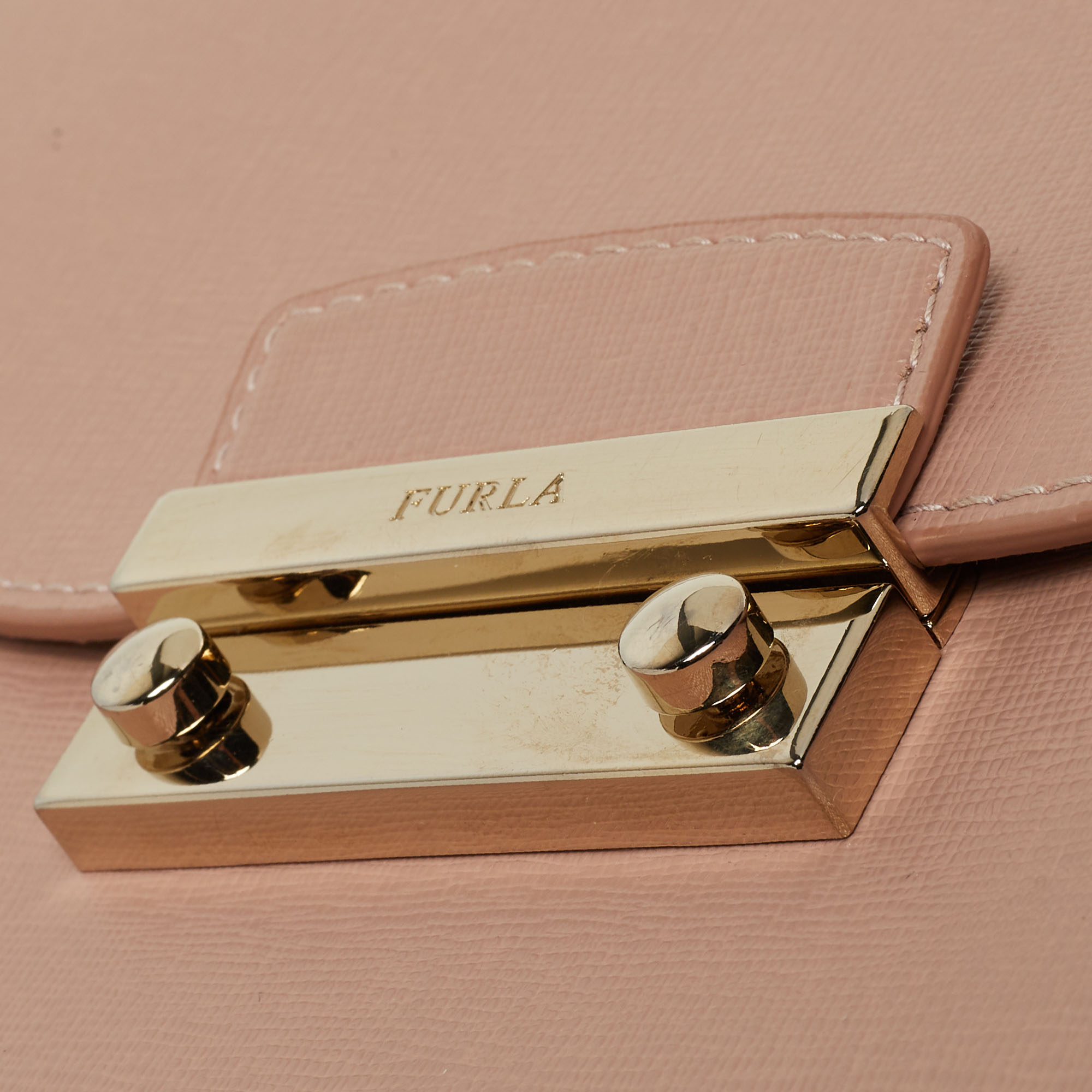 Furla Pink Leather Julia Top Handle Bag