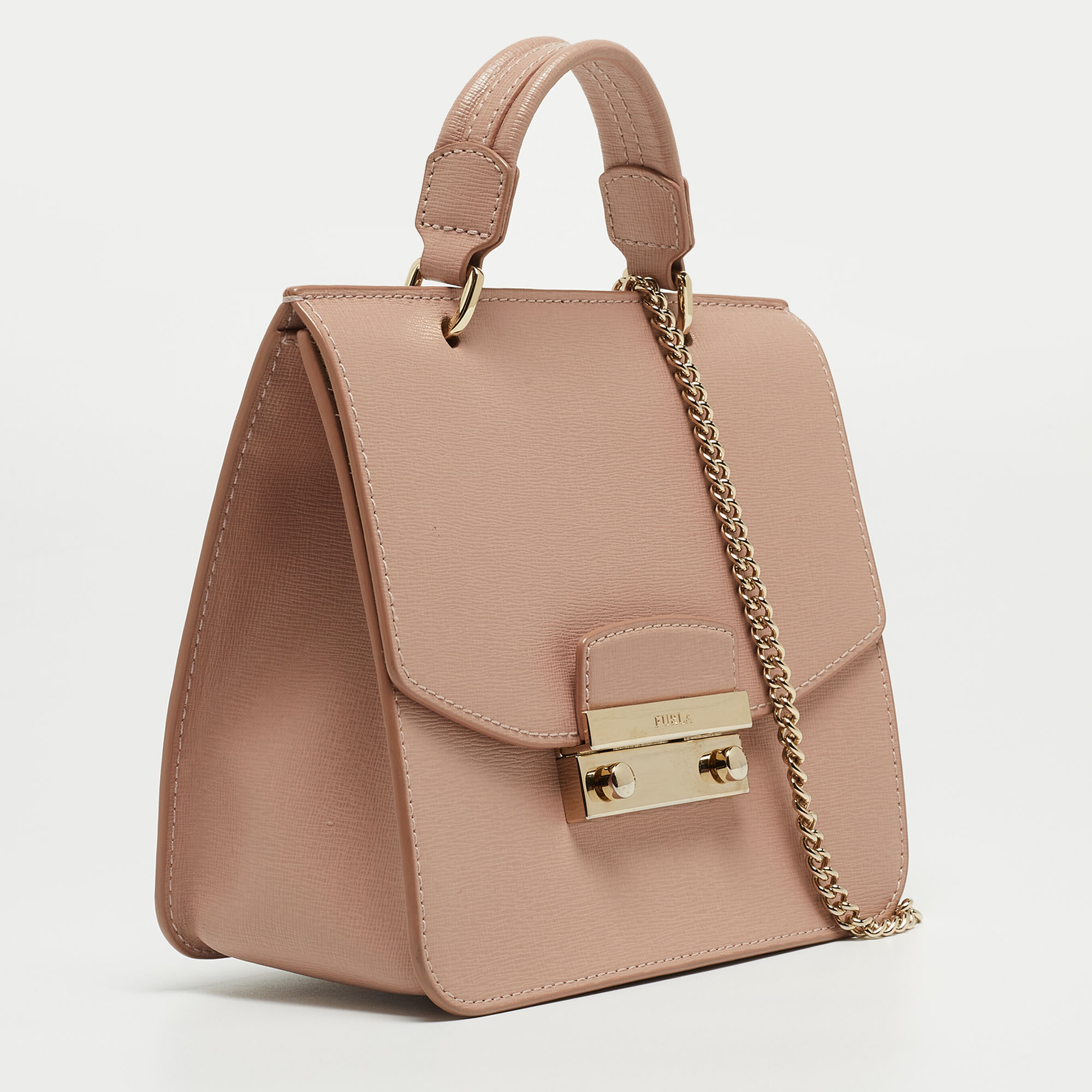 Furla Pink Leather Julia Top Handle Bag