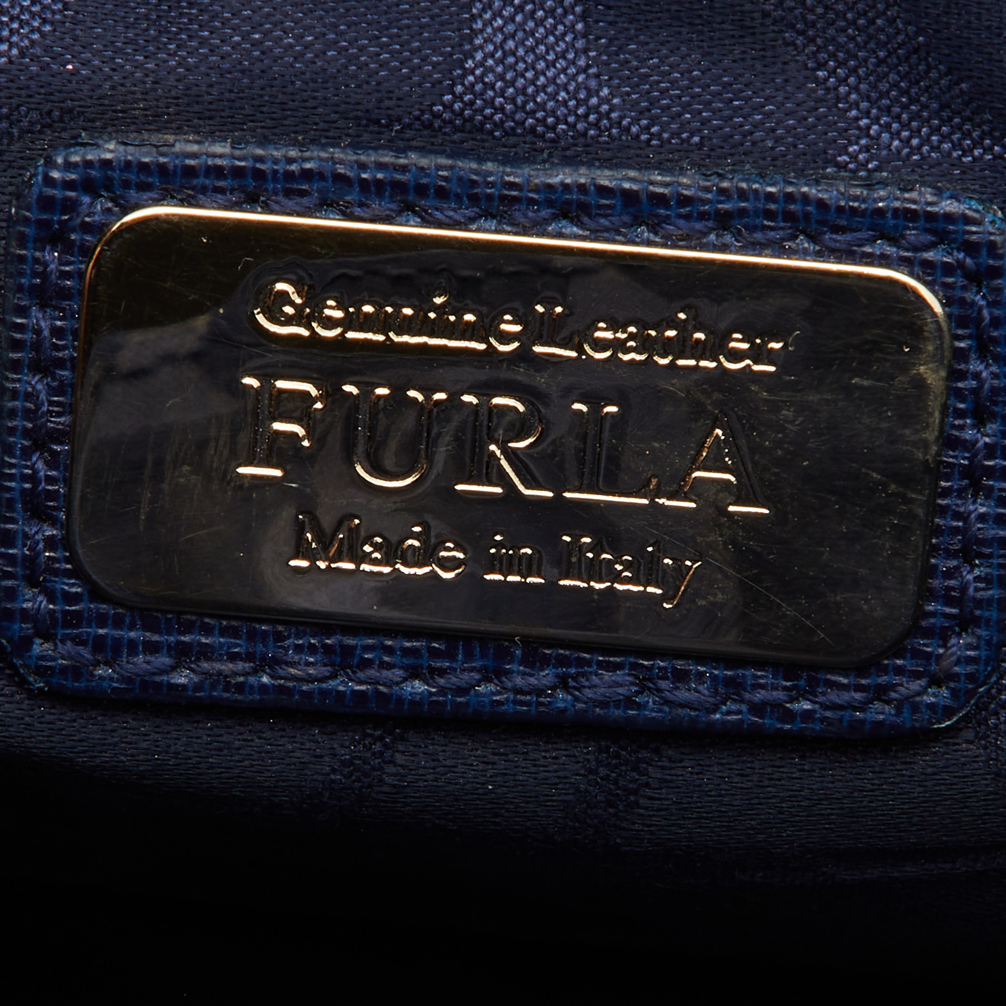 Furla Blue/Black Leather Flap Chain Shoulder Bag