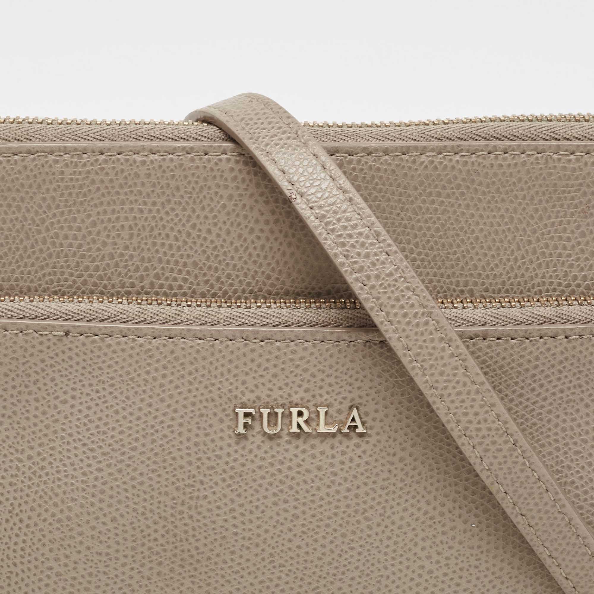 Furla Grey Leather Crossbody Bag