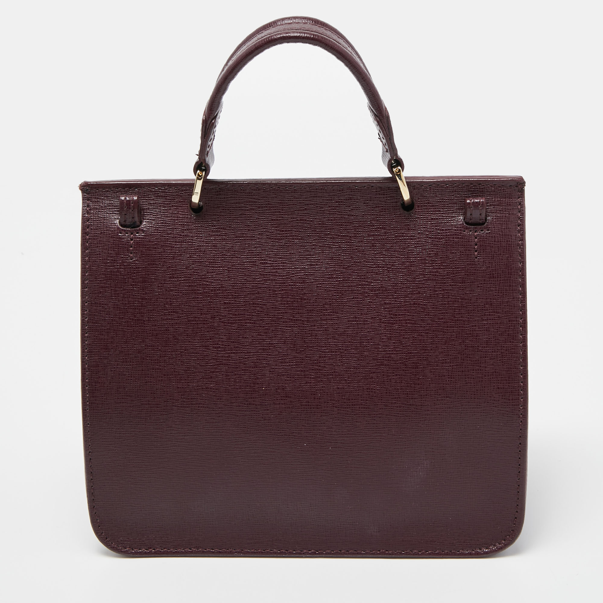 Furla Burgundy Leather Metropolis Top Handle Bag