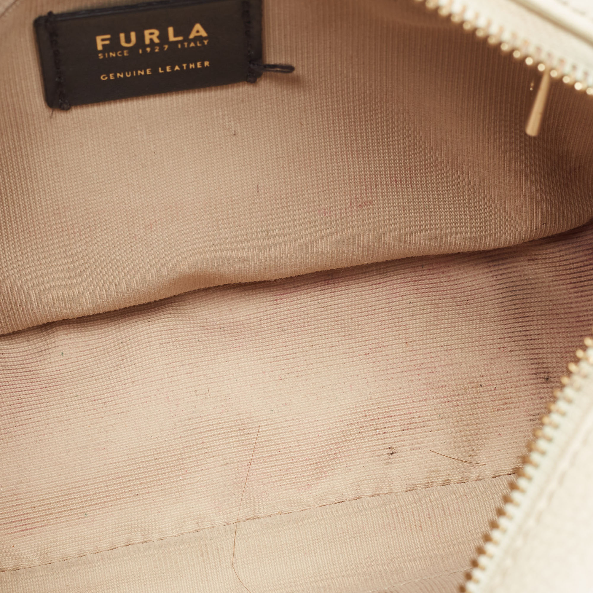 Furla Off White/Brown Off White Leather Sleek Crossbody Bag