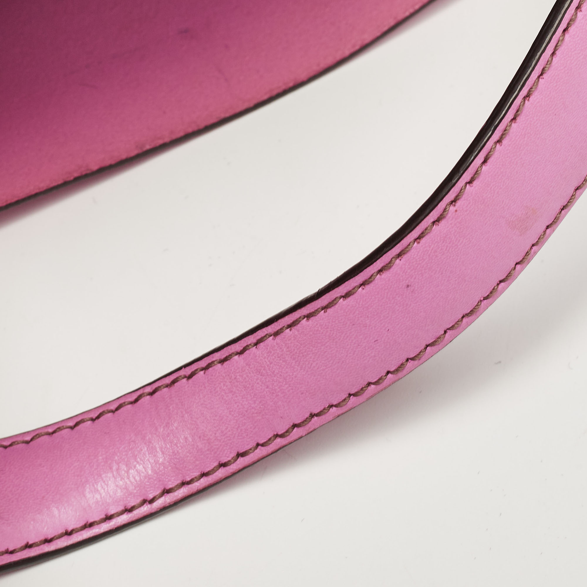 Furla Pink Leather Stacy Drawstring Bucket Bag