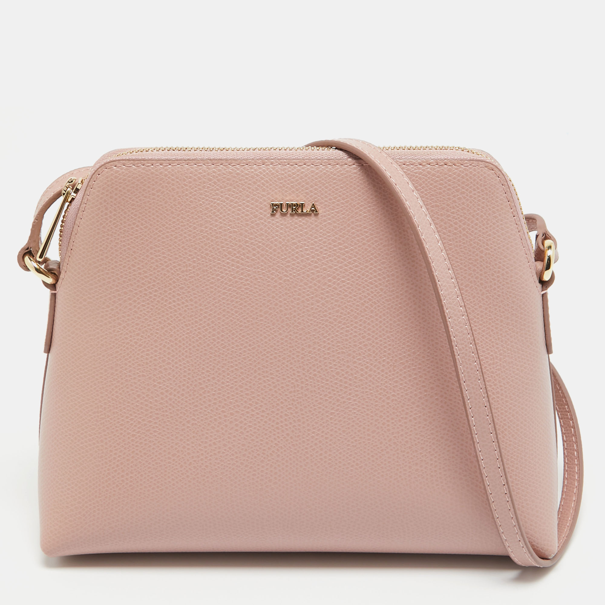 Furla pink leather boheme crossbody bag