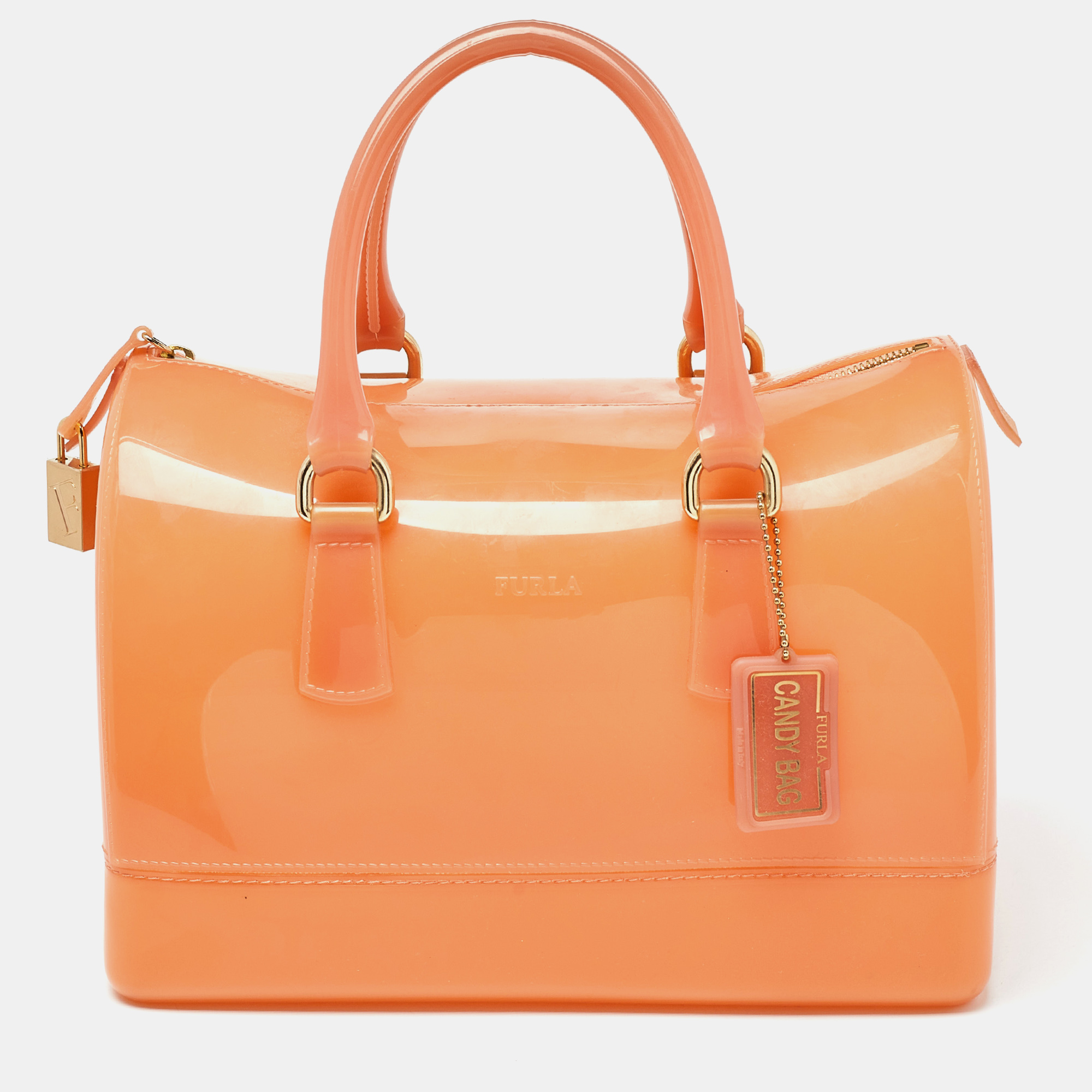 Furla orange rubber candy satchel