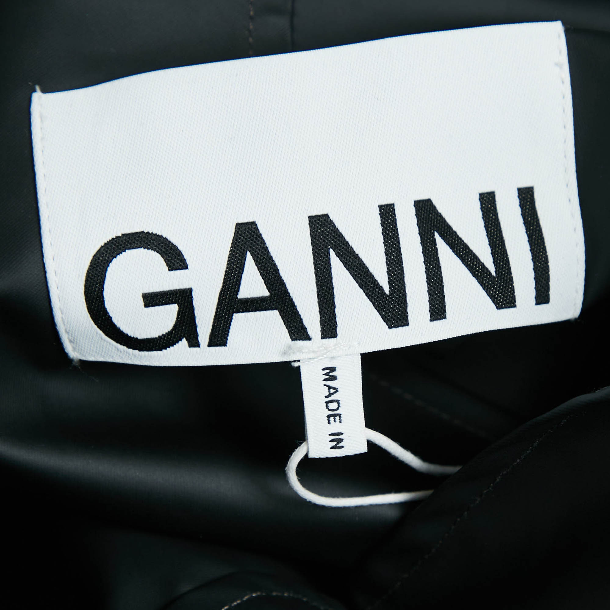 Ganni Black Matte Nylon Windbreaker Jacket S