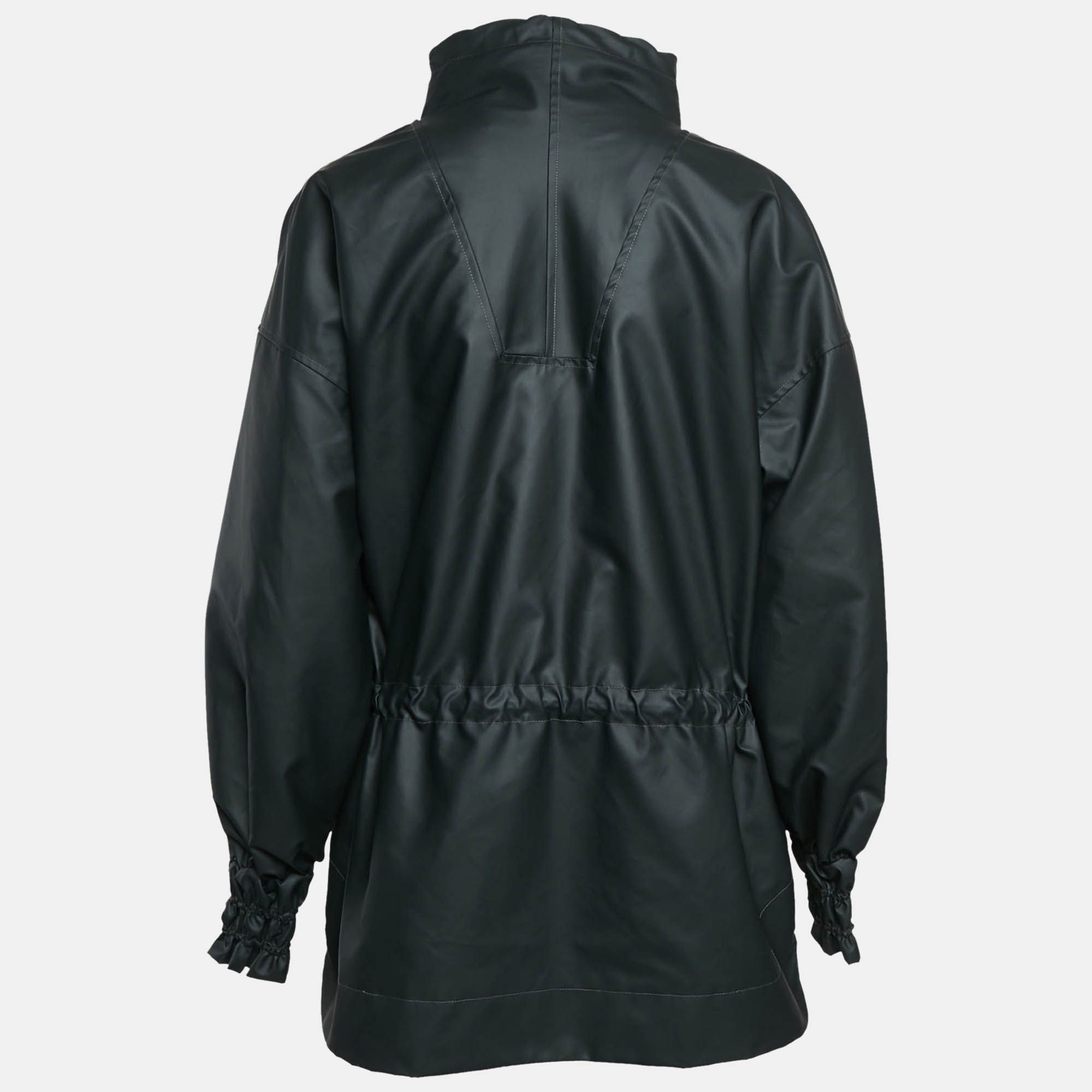 Ganni Black Matte Nylon Windbreaker Jacket S