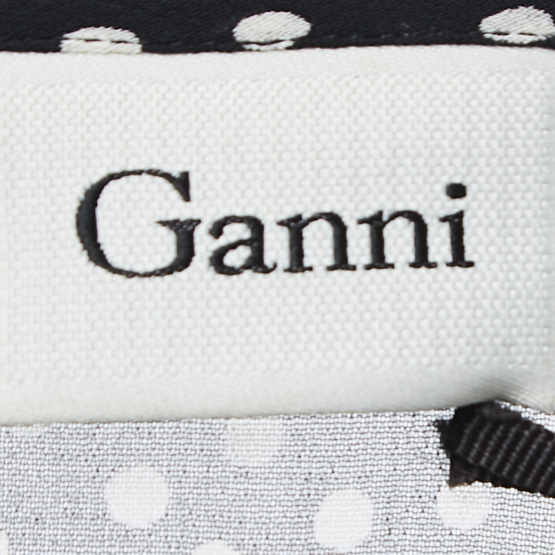 Ganni Black Polka Dotted Crepe Belleville Short Dress XL