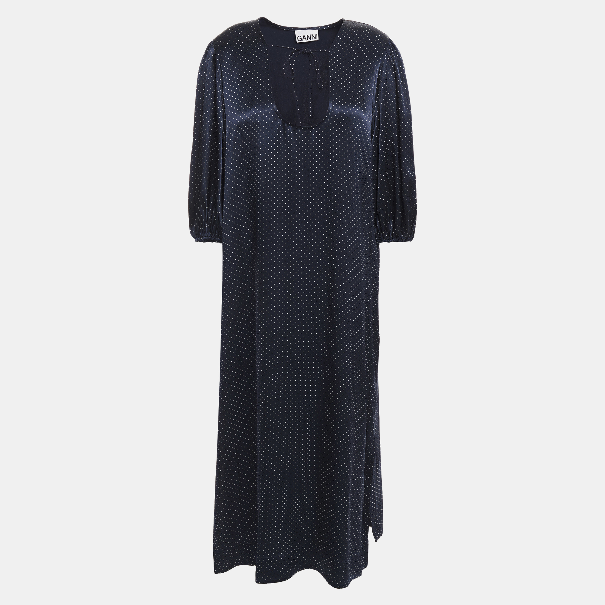 

Ganni Navy Blue Polka Dots Viscose Midi Dress Size 40