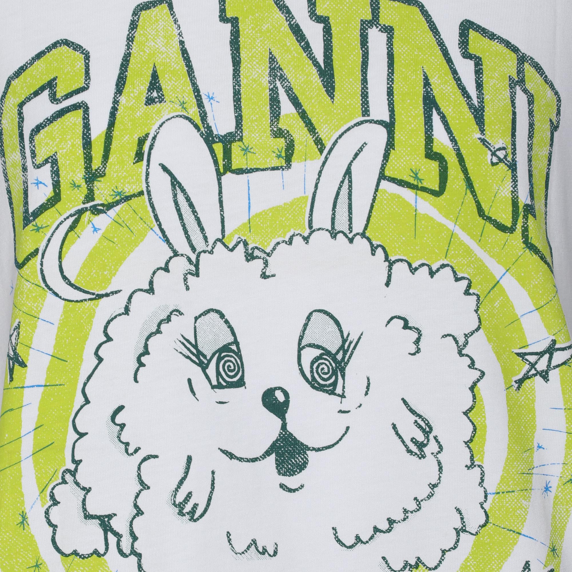 Ganni White Fun Bunny Print T-Shirt L