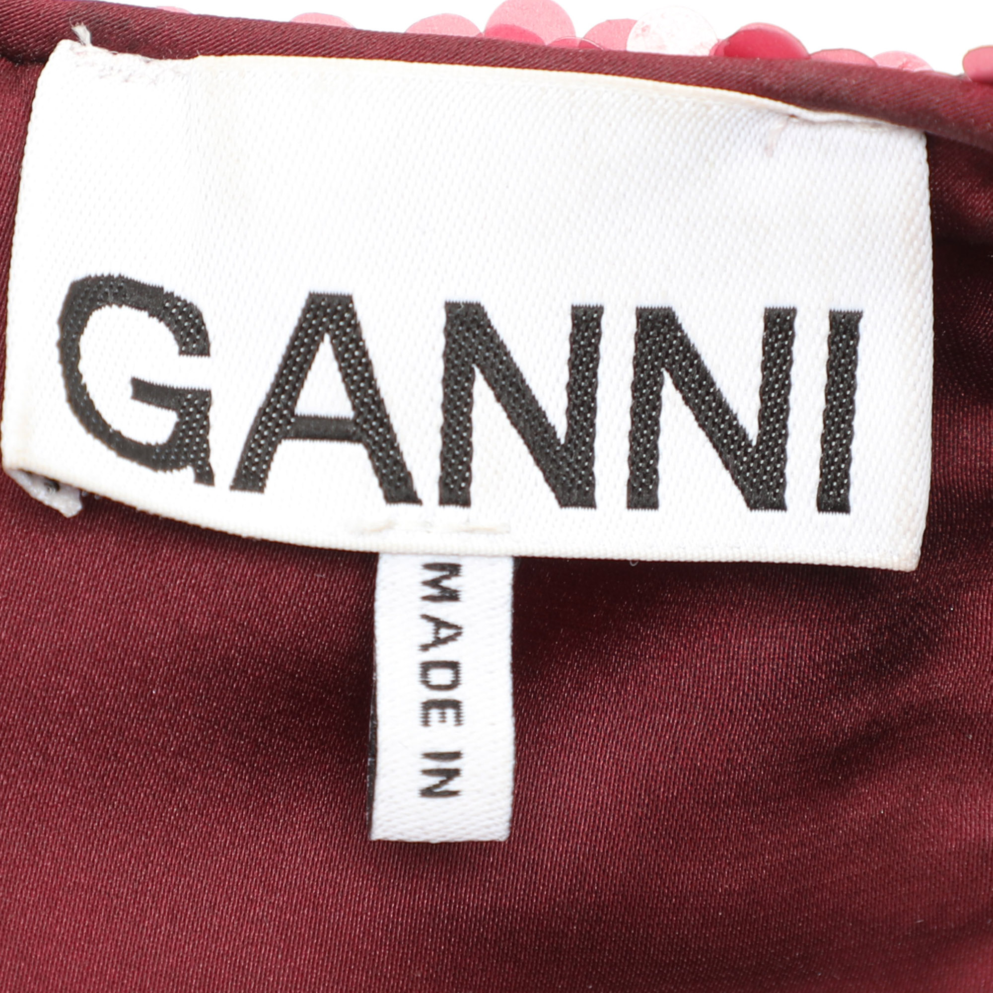 Ganni Burgundy Sequin Sleeveless Crop Top XXS