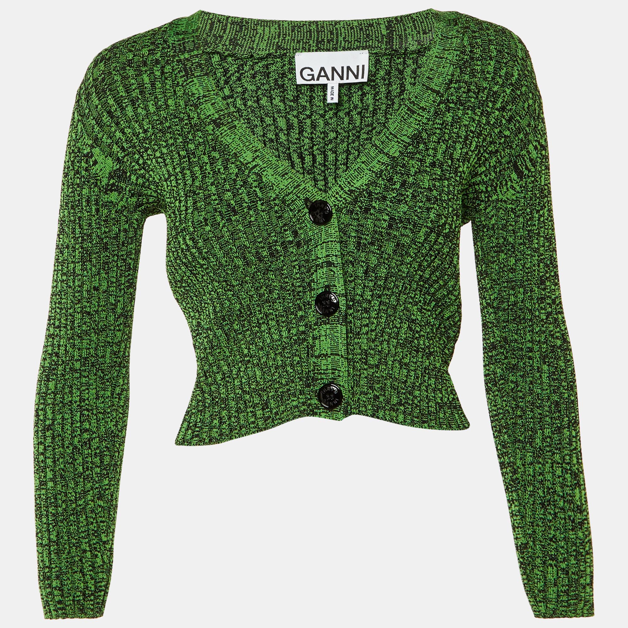 Ganni Green Rib Knit Button Front Cardigan XS
Ganni Green Rib Knit Button Front Cardigan XS