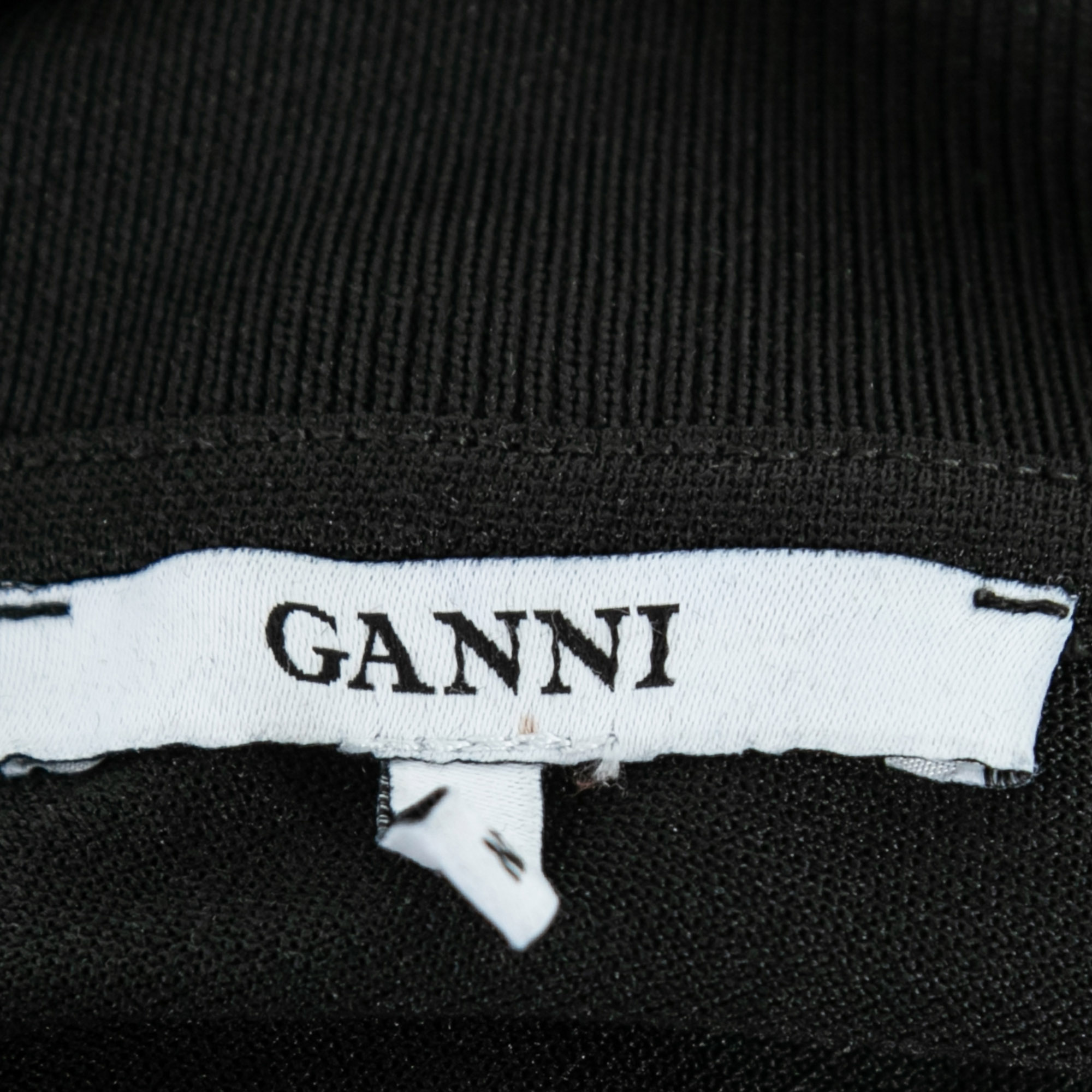 Ganni Black Striped Jersey Dubois Polo Top S