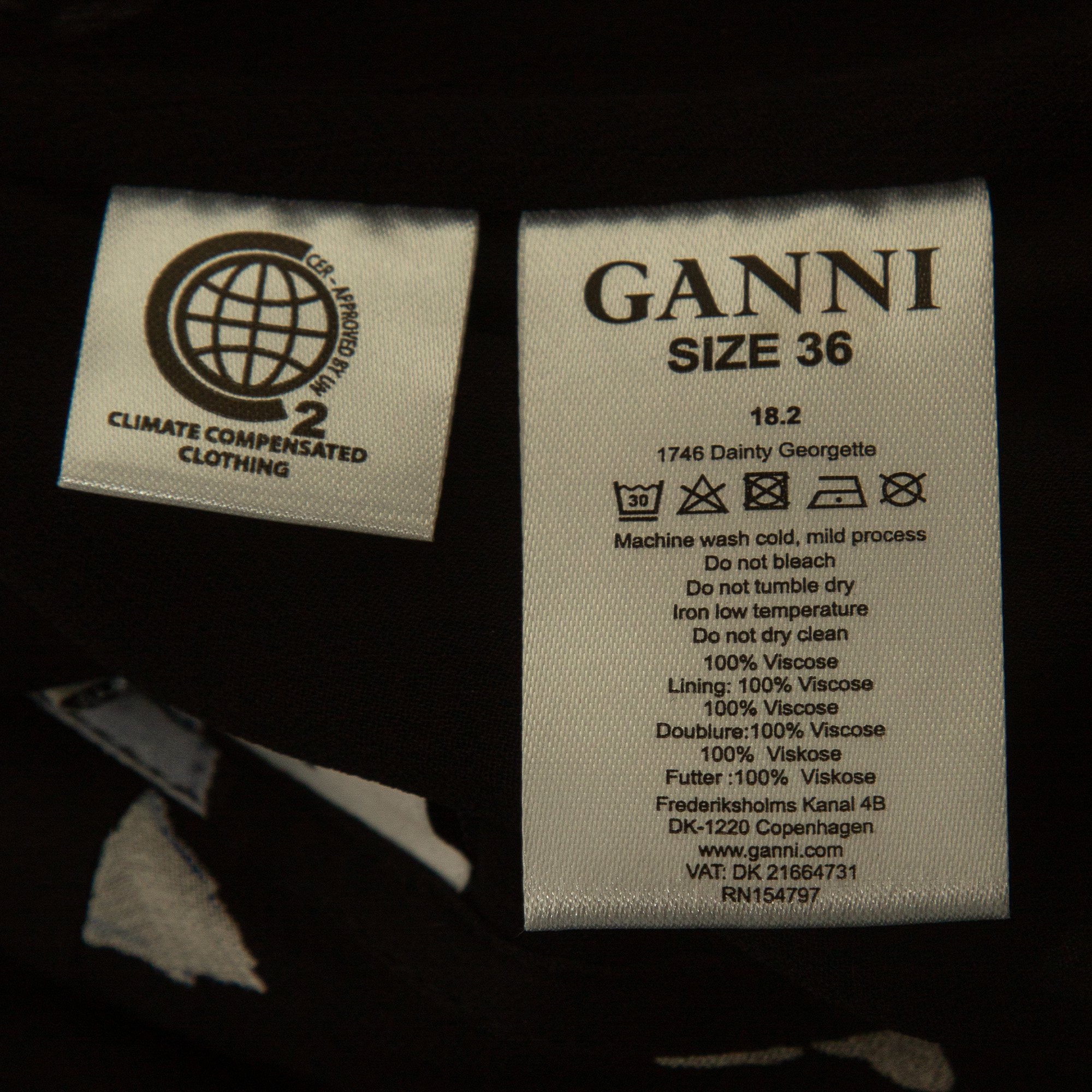 Ganni Black Floral Print Crepe Wrap Midi Dress XS