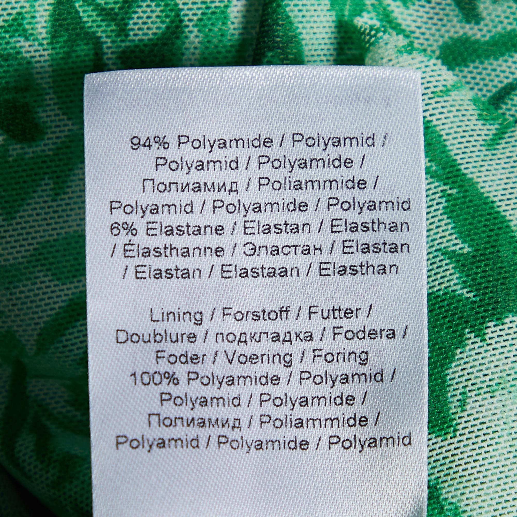 Ganni Green Floral Print Stretch Knit Wrap Midi Dress S