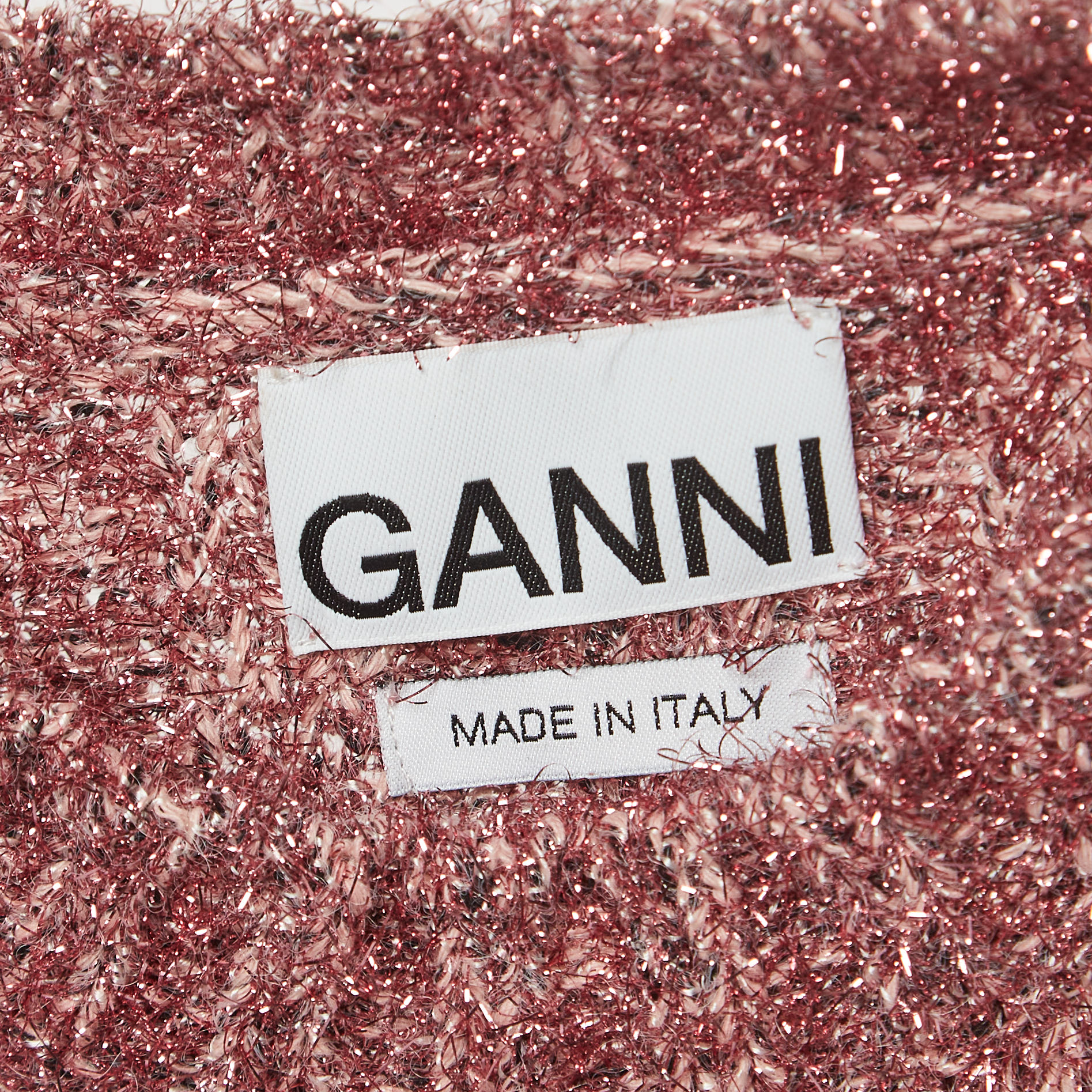 Ganni Pink Lurex Rib Knit Sleeveless Top S