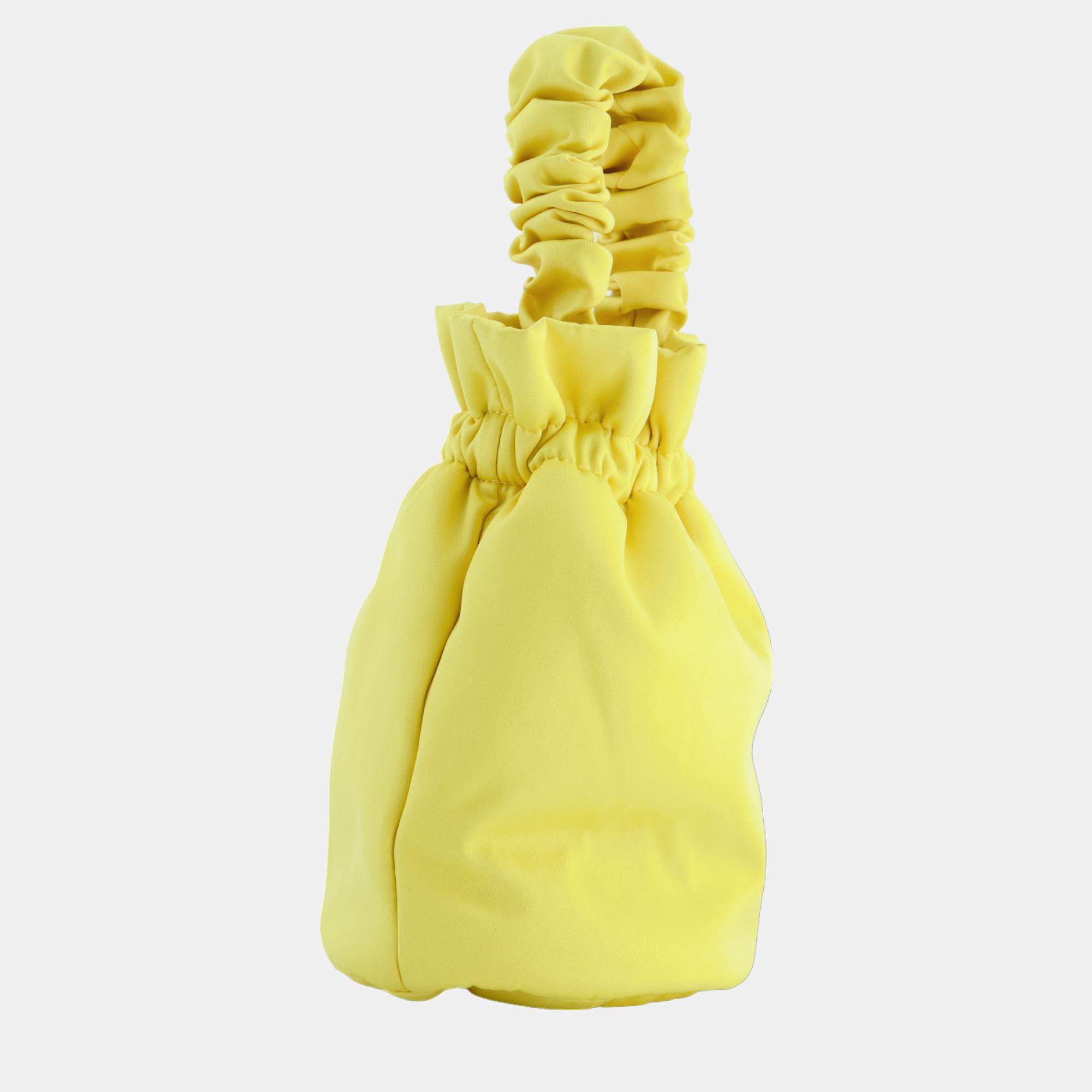 Ganni Yellow Satin Evening Bucket Bag
