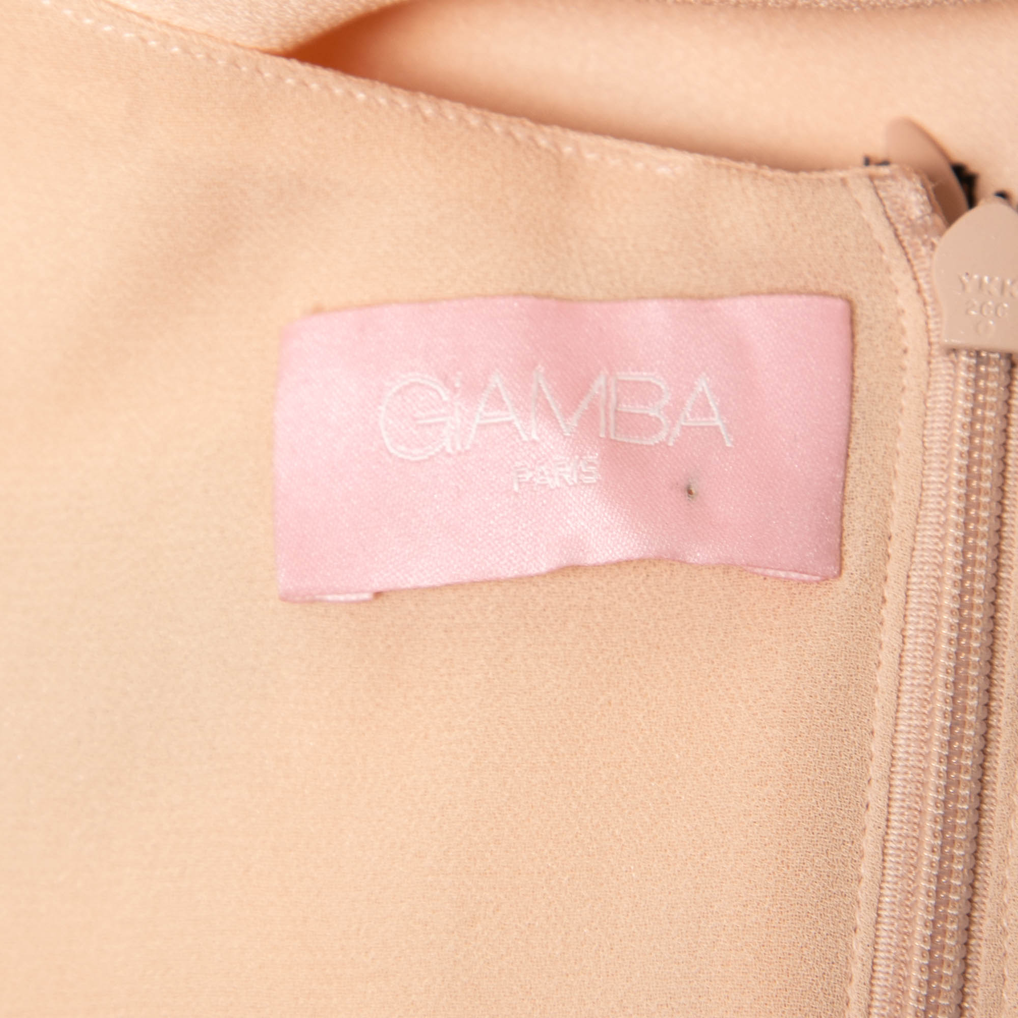 Giamba Peach Pink Crepe Lace Trimmed Midi Dress M