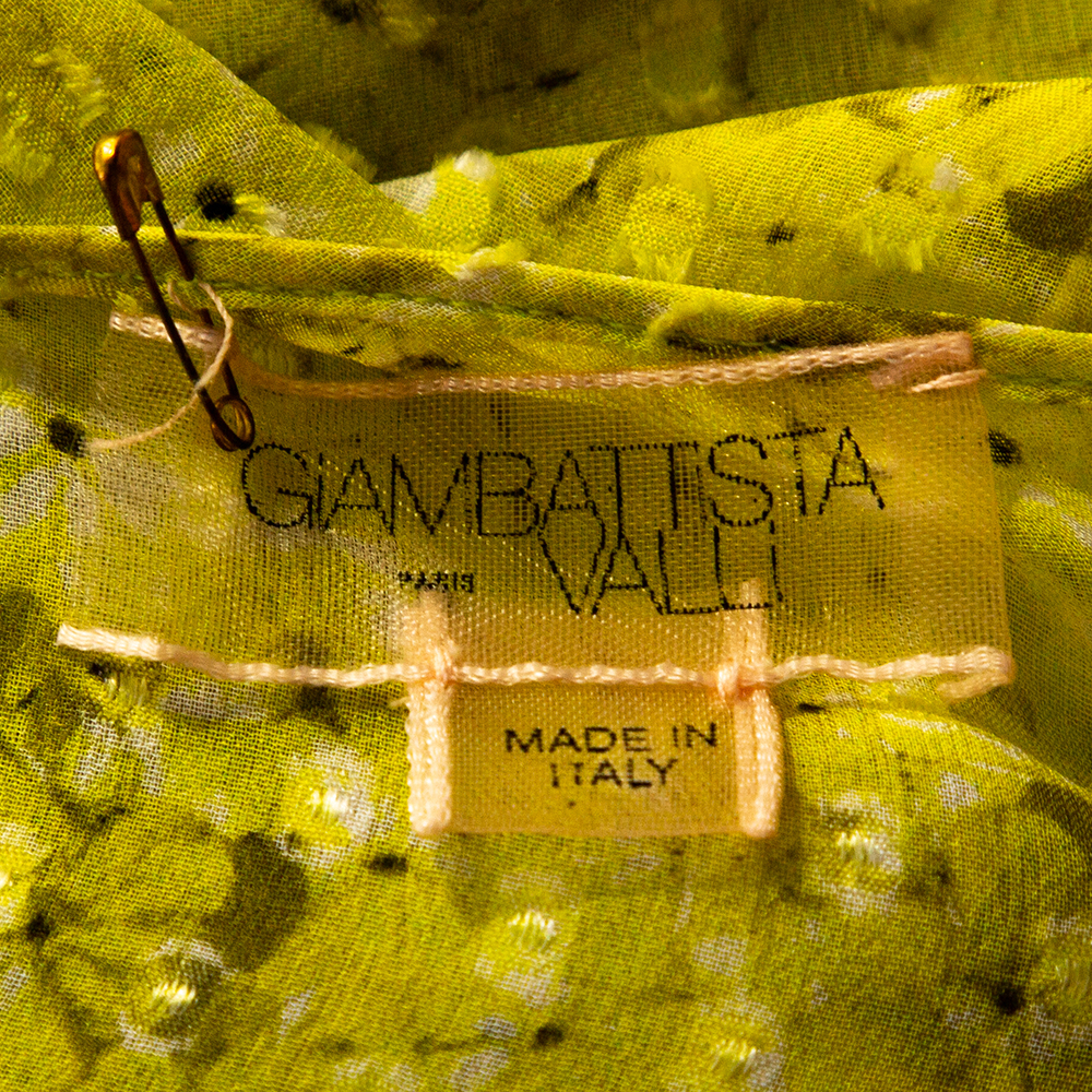 Giambatista Valli Yellow Textured Floral Print Silk Blouse XS