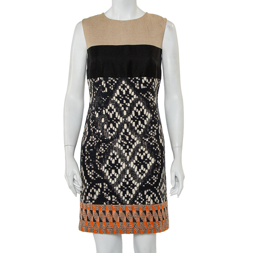 Giambattista Valli Color Block Woven Jacquard Sleeveless Dress XS