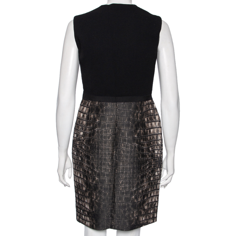 Giambattista Valli Black & Printed Wool Sleeveless Dress M