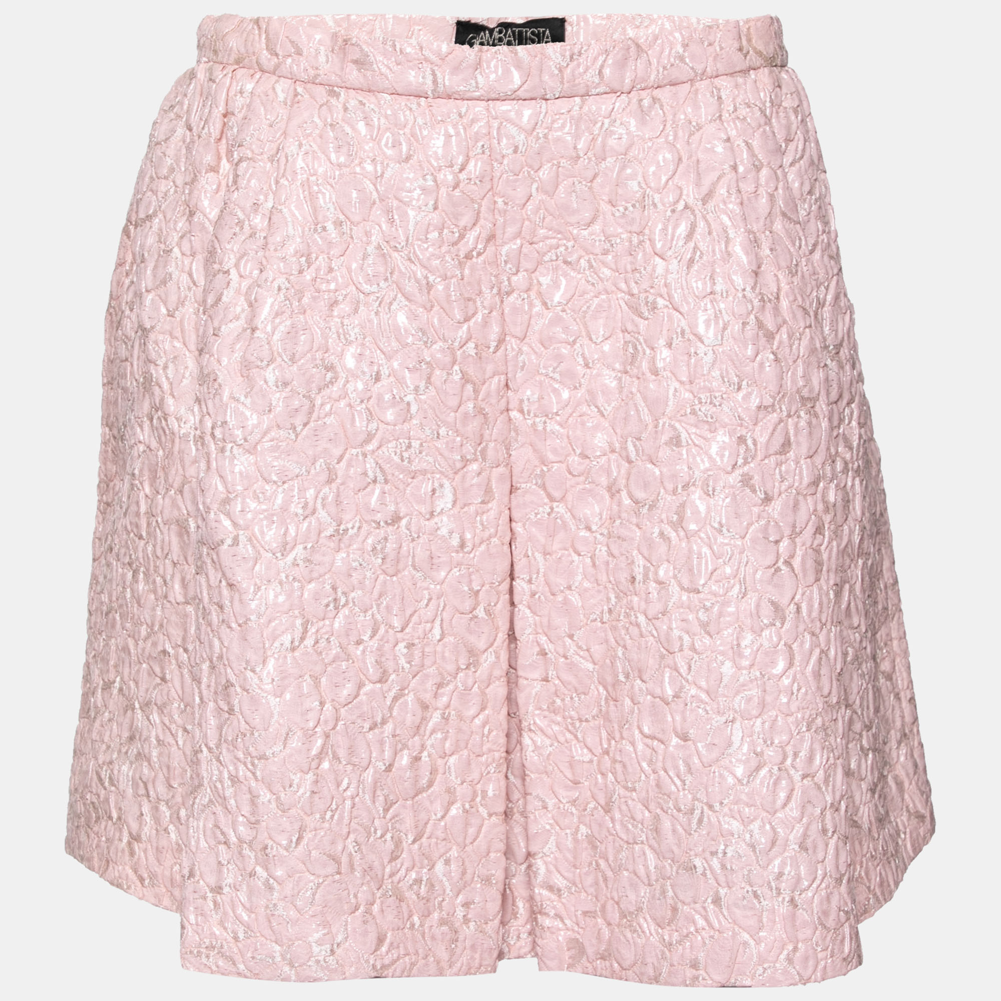 Giambattista valli pink floral embossed jacquard inverted pleat mini skirt m