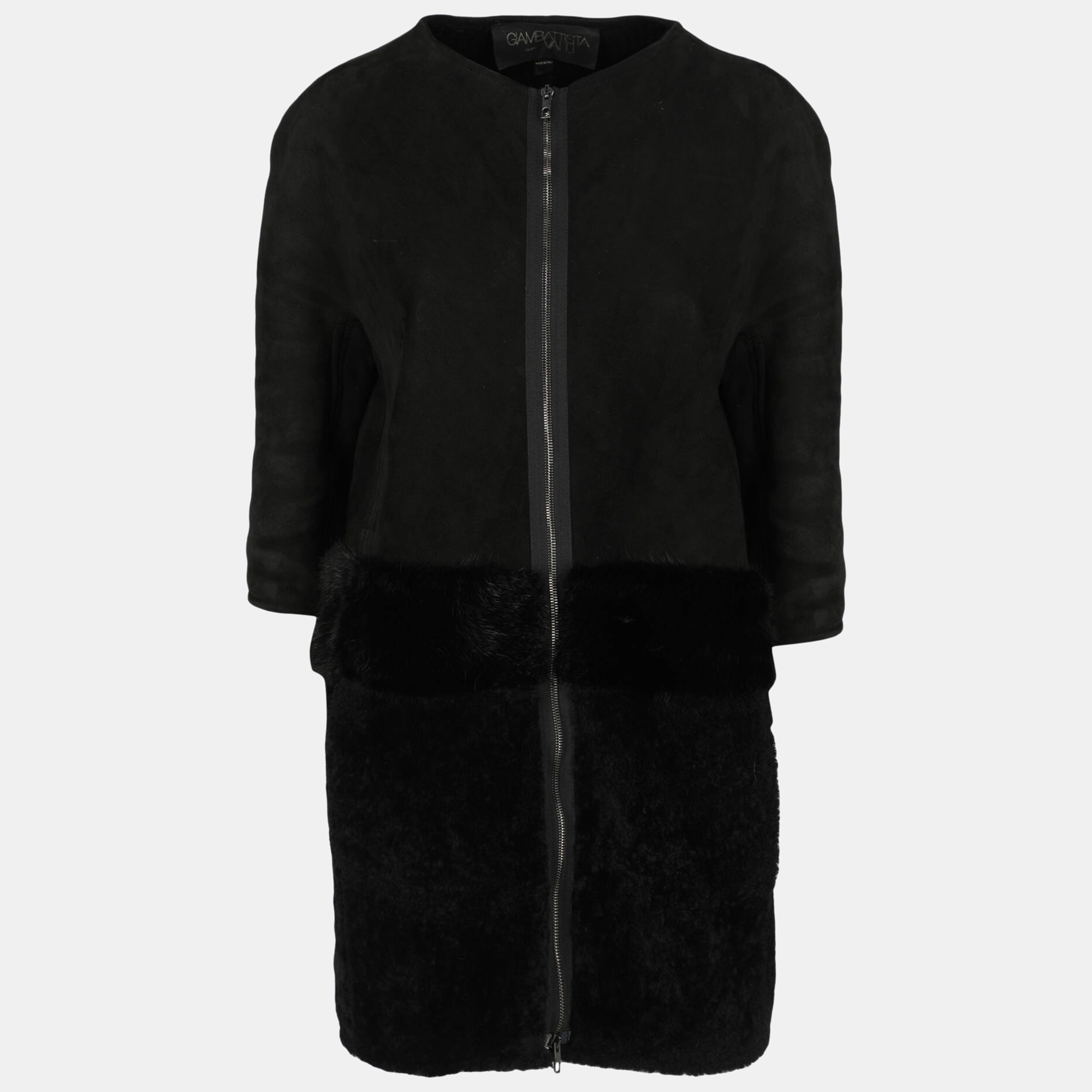 Giambattista Valli  Women's Leather Fur Coat - Black - M