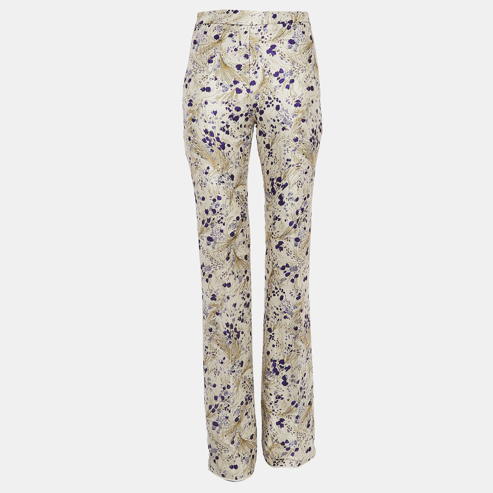 Giambattista valli off-white floral jacquard flared trousers xxs