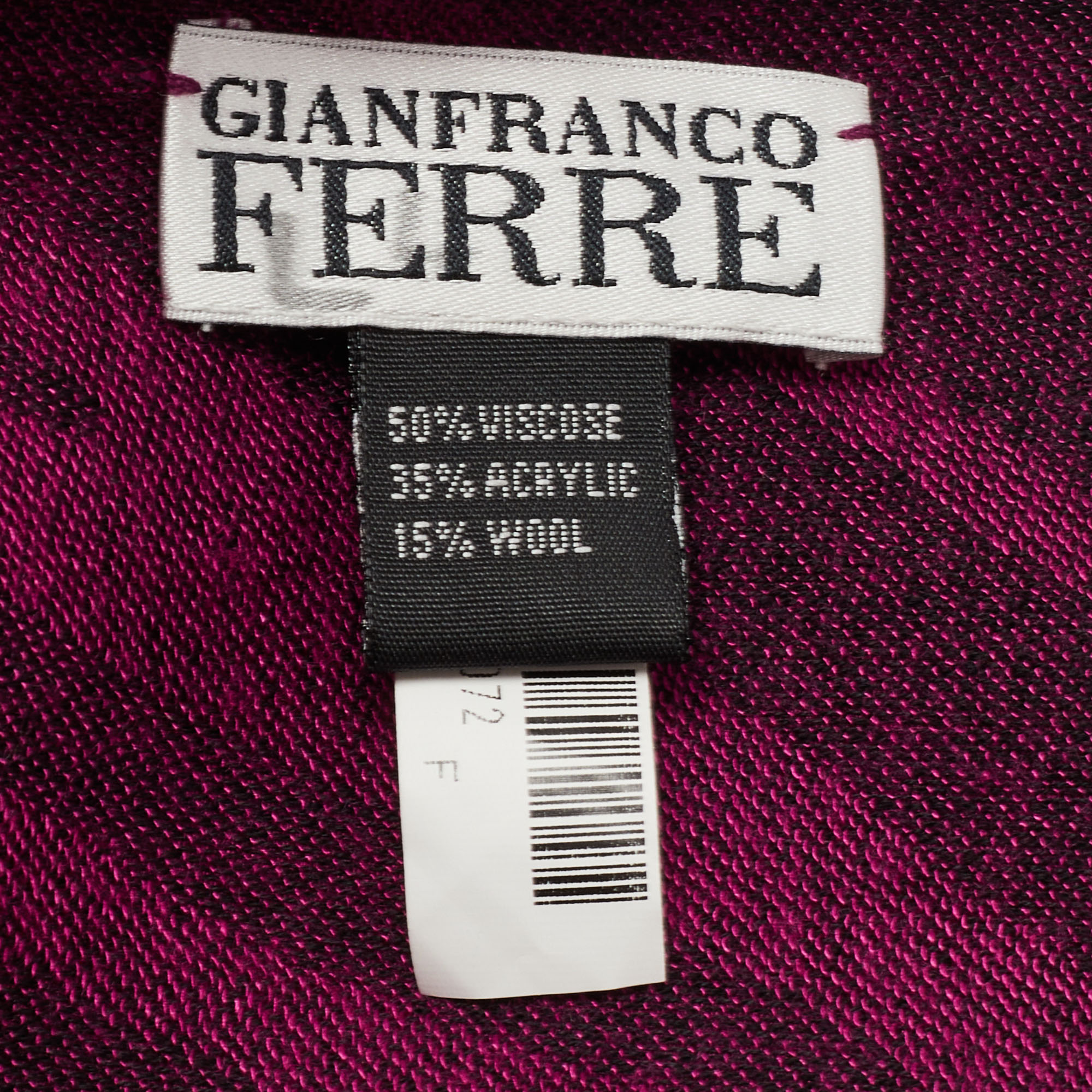 Gianfranco Ferre Purple Logo Pattern Wool Blend Scarf