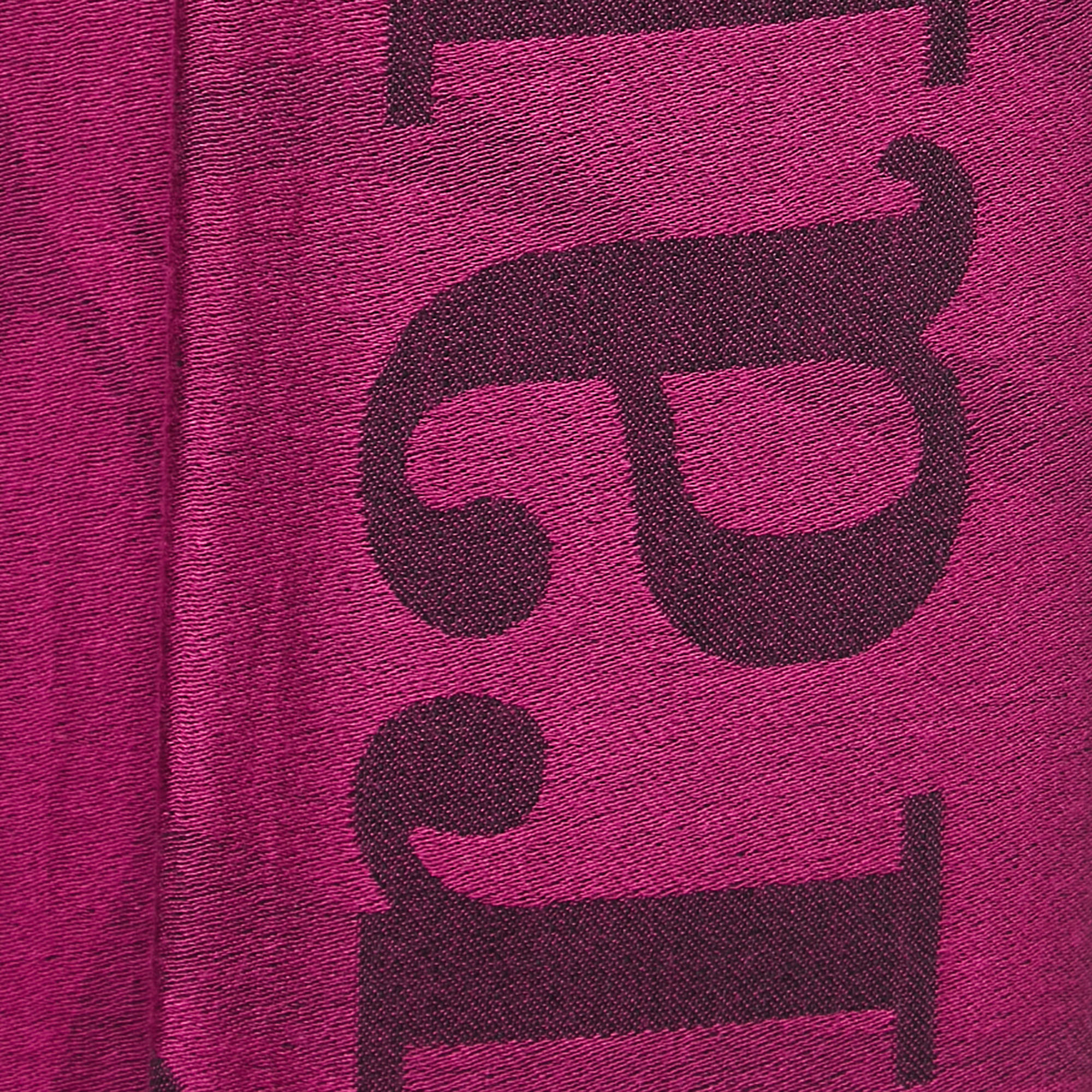 Gianfranco Ferre Purple Logo Pattern Wool Blend Scarf