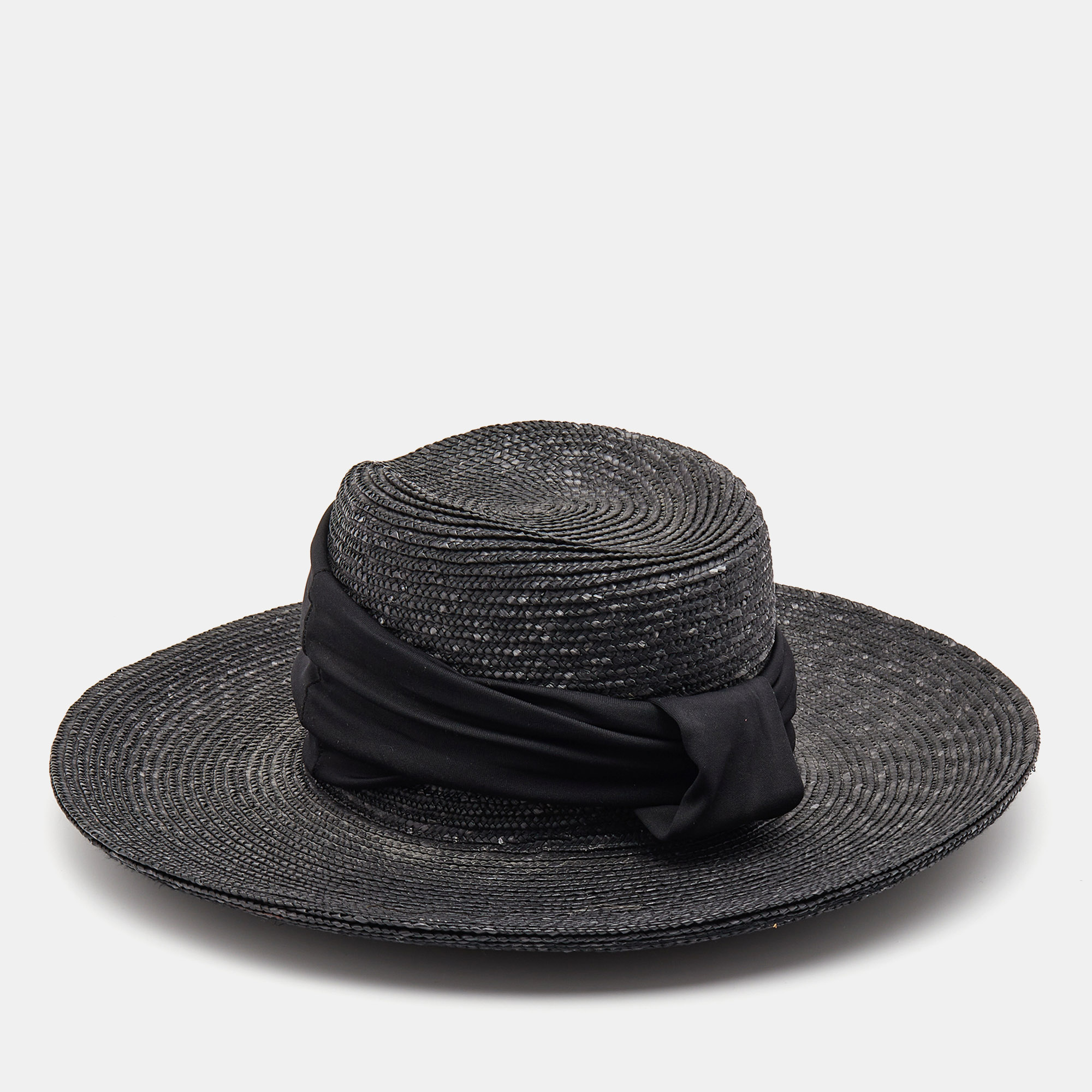 Gianfranco Ferre Vintage Black Straw Hat M