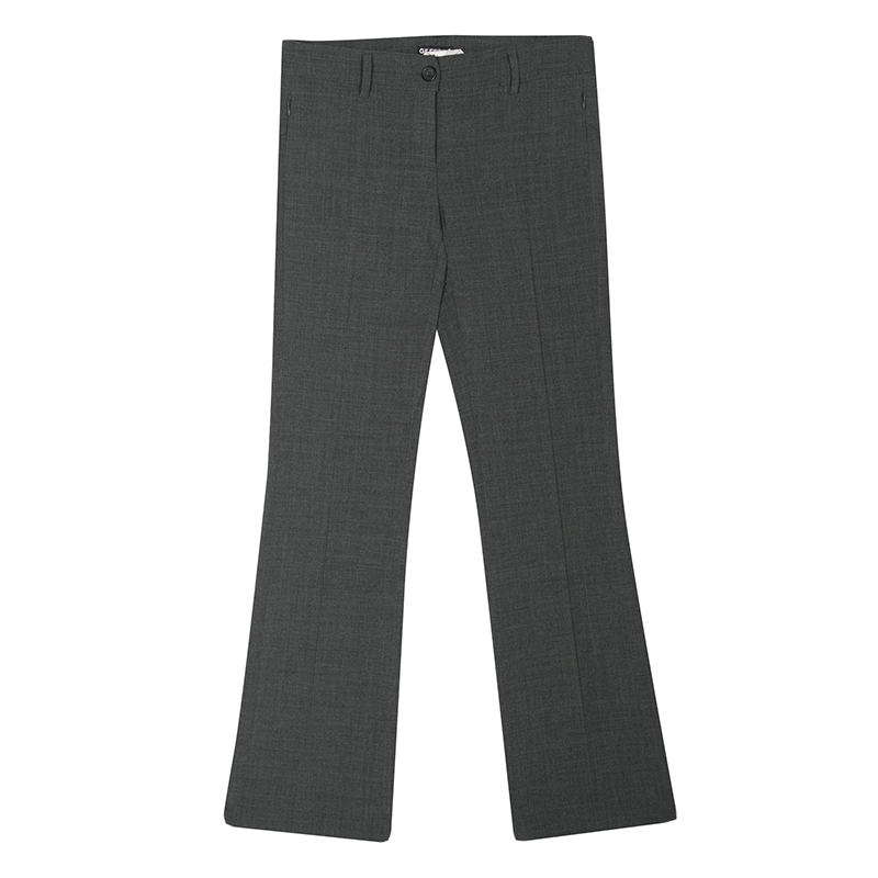 Image of GF Ferre Grey Pintuck Stitch Detail Straight Fit Trousers S