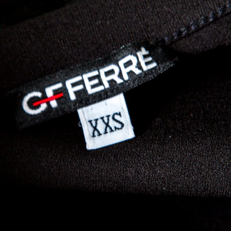 GF Ferre Black Sequin Embellished Plunge Back Neck Top XXS