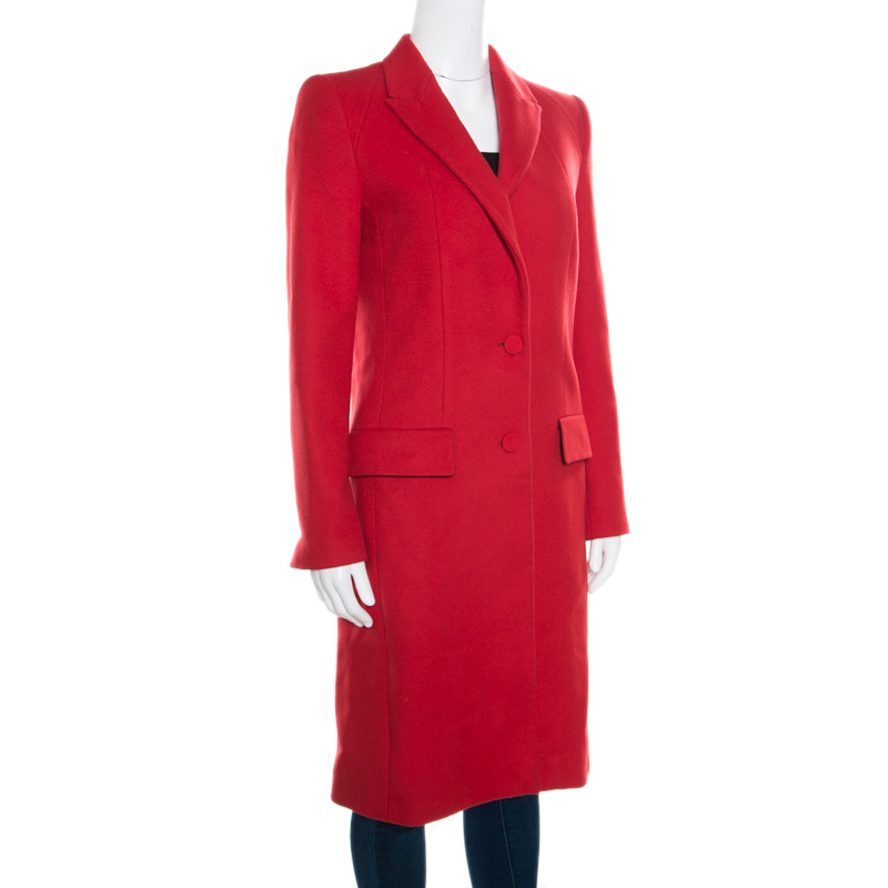Gianfranco Ferre Red Wool and Cashmere Long Coat S
