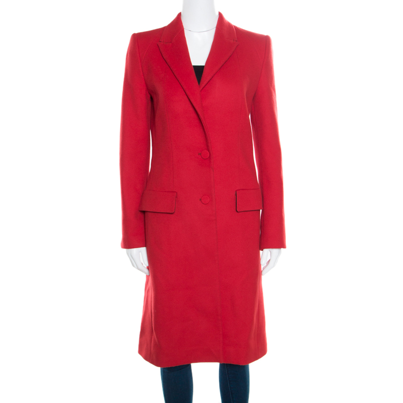 Image of Gianfranco Ferre Red Wool and Cashmere Long Coat S