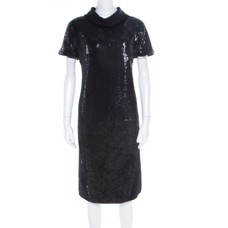

Gianfranco Ferre Black Sequin Embellished Wool Dress